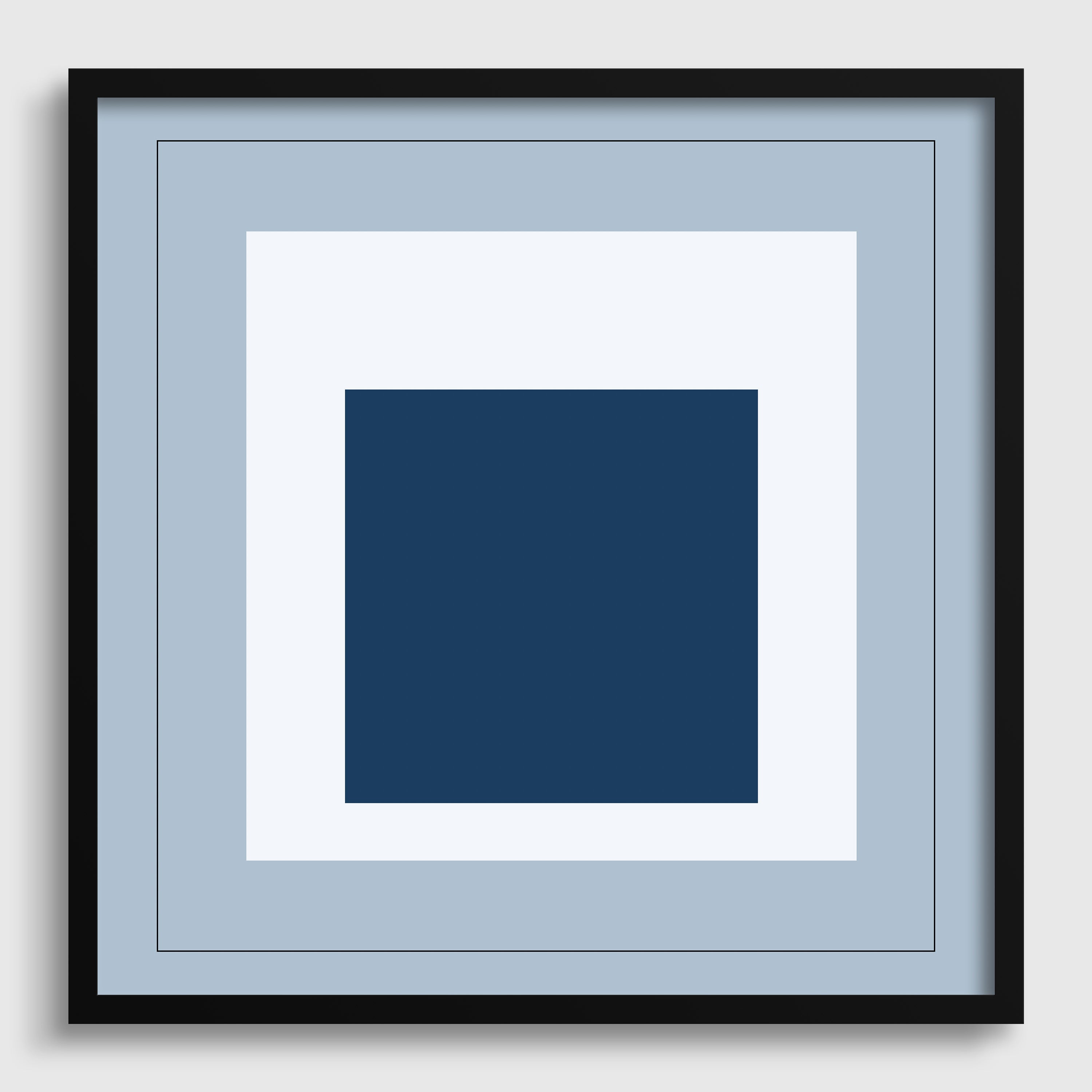 After Josef Albers - Madmen (Homage to the Square) PREMIUM GICLÉE PRINT | Mid - century Modern Art Print in Cool Blue (available framed) 1x1 - 9ArtPrints