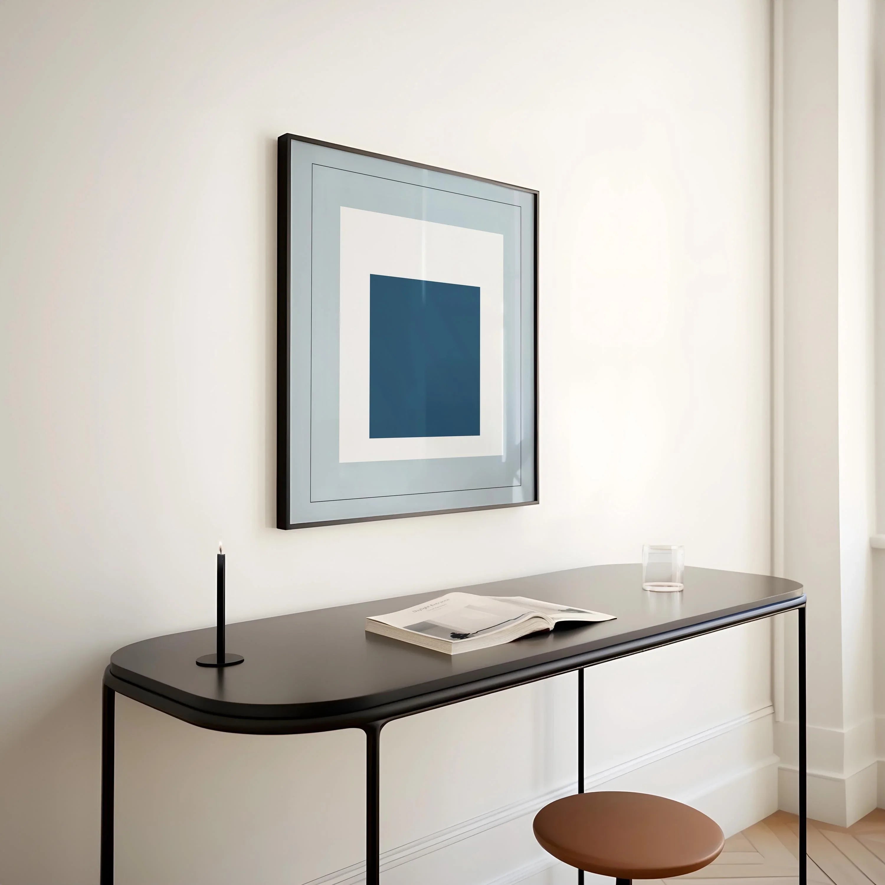 After Josef Albers - Madmen (Homage to the Square) PRINT | Mid - century Modern Art Print in Cool Blue (available framed) 1x1 - 9ArtPrints