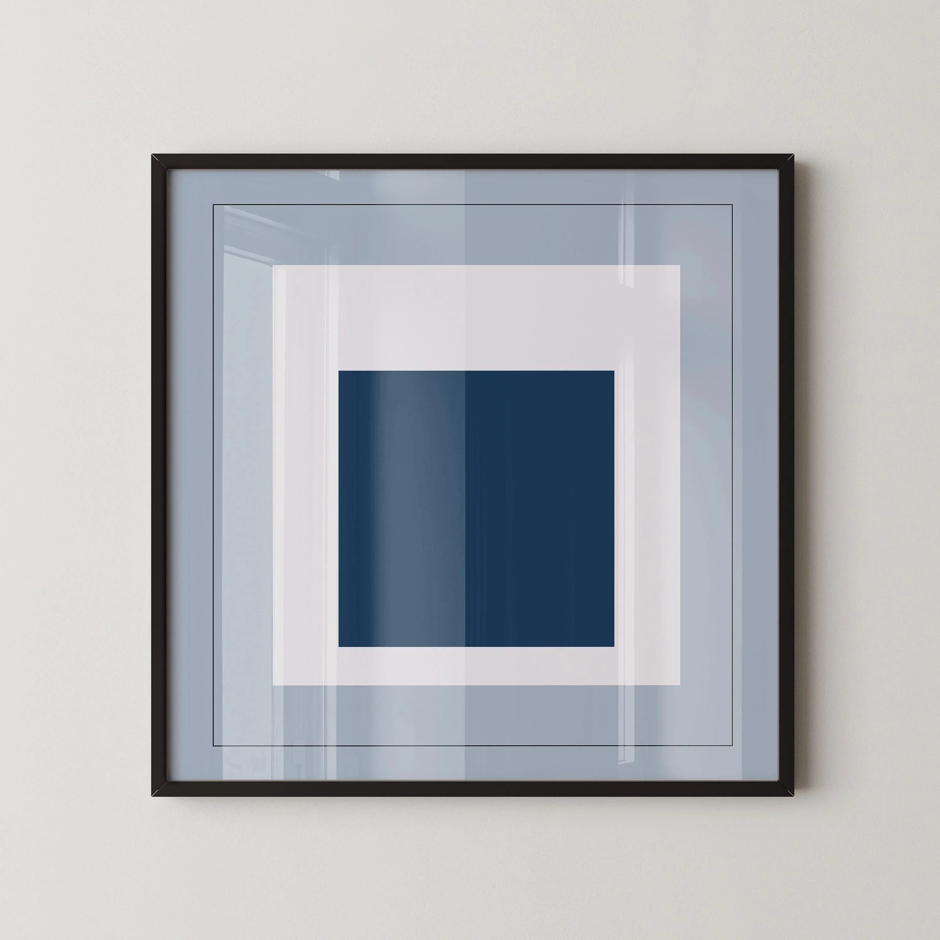 After Josef Albers - Madmen (Homage to the Square) PRINT | Mid - century Modern Art Print in Cool Blue (available framed) 1x1 - 9ArtPrints