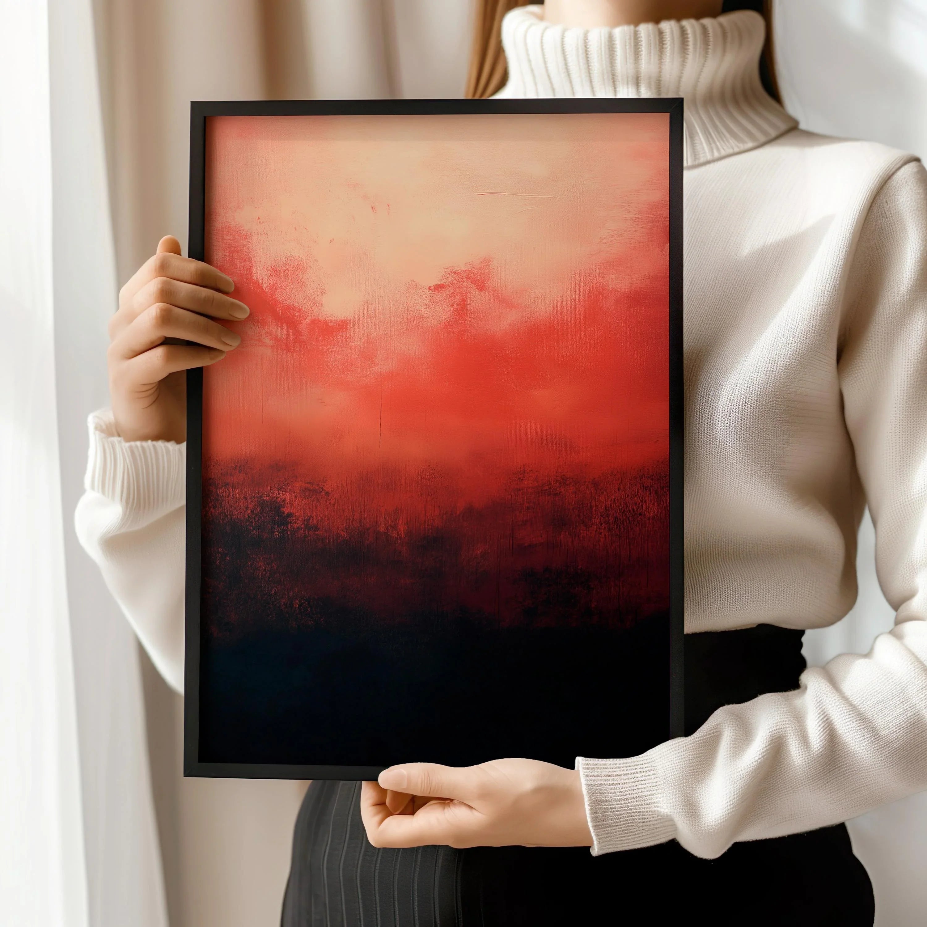 After Mark Rothko - Black and Red (Colour Field: AI) | Modern Abstract Art (Available handframed or unframed) - 9ArtPrints