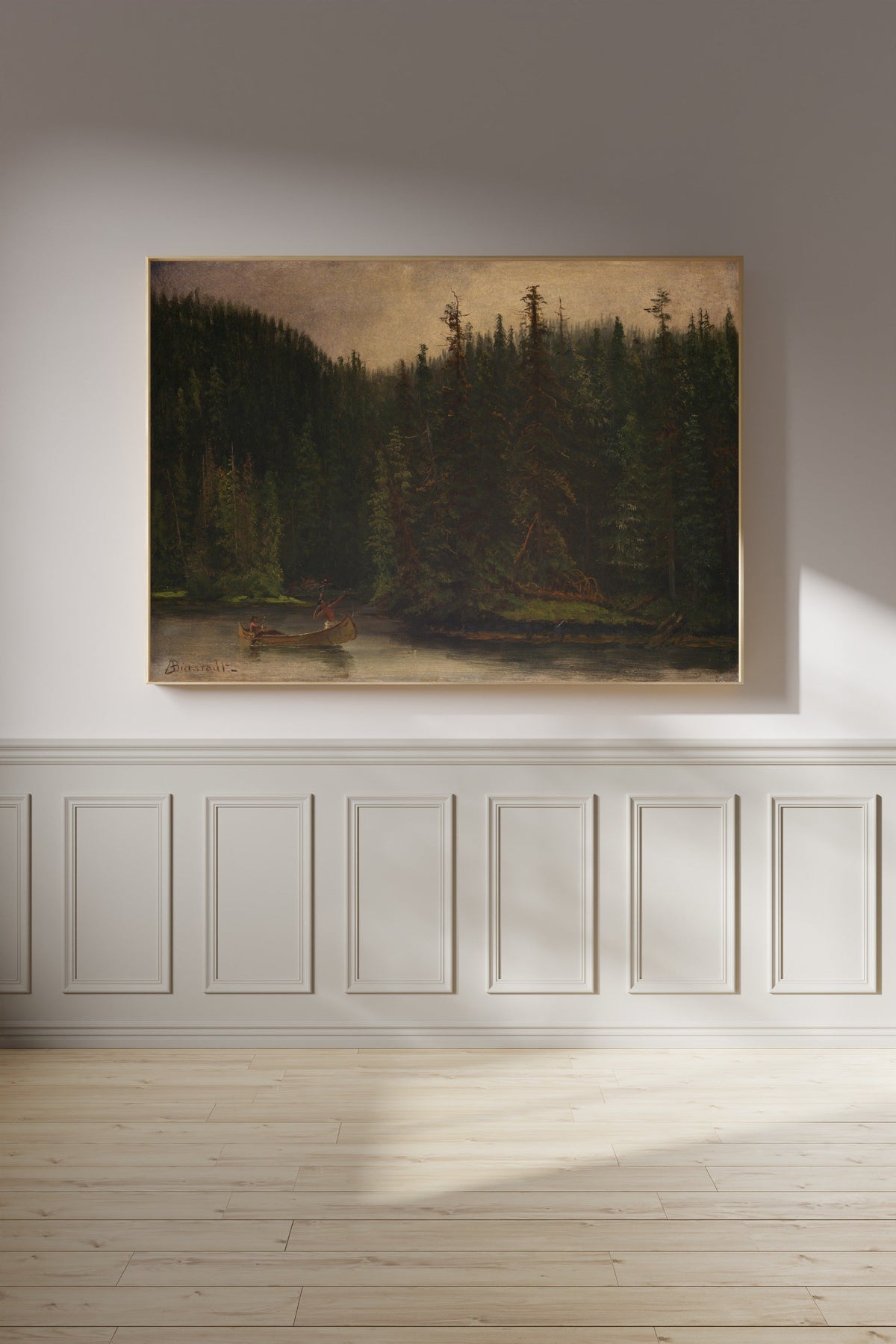 Albert Bierstadt — Indian Hunters in Canoe | Landscape Fine Art Print - 9ArtPrints