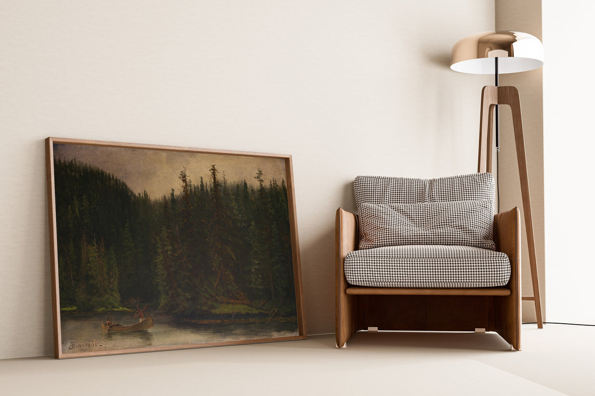 Albert Bierstadt — Indian Hunters in Canoe | Landscape Fine Art Print - 9ArtPrints
