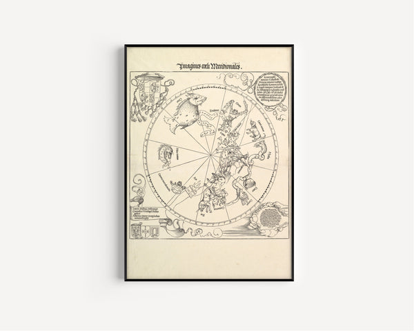 Albrecht Dürer — The Celestial Globe-Southern Hemisphere | Woodcut Print