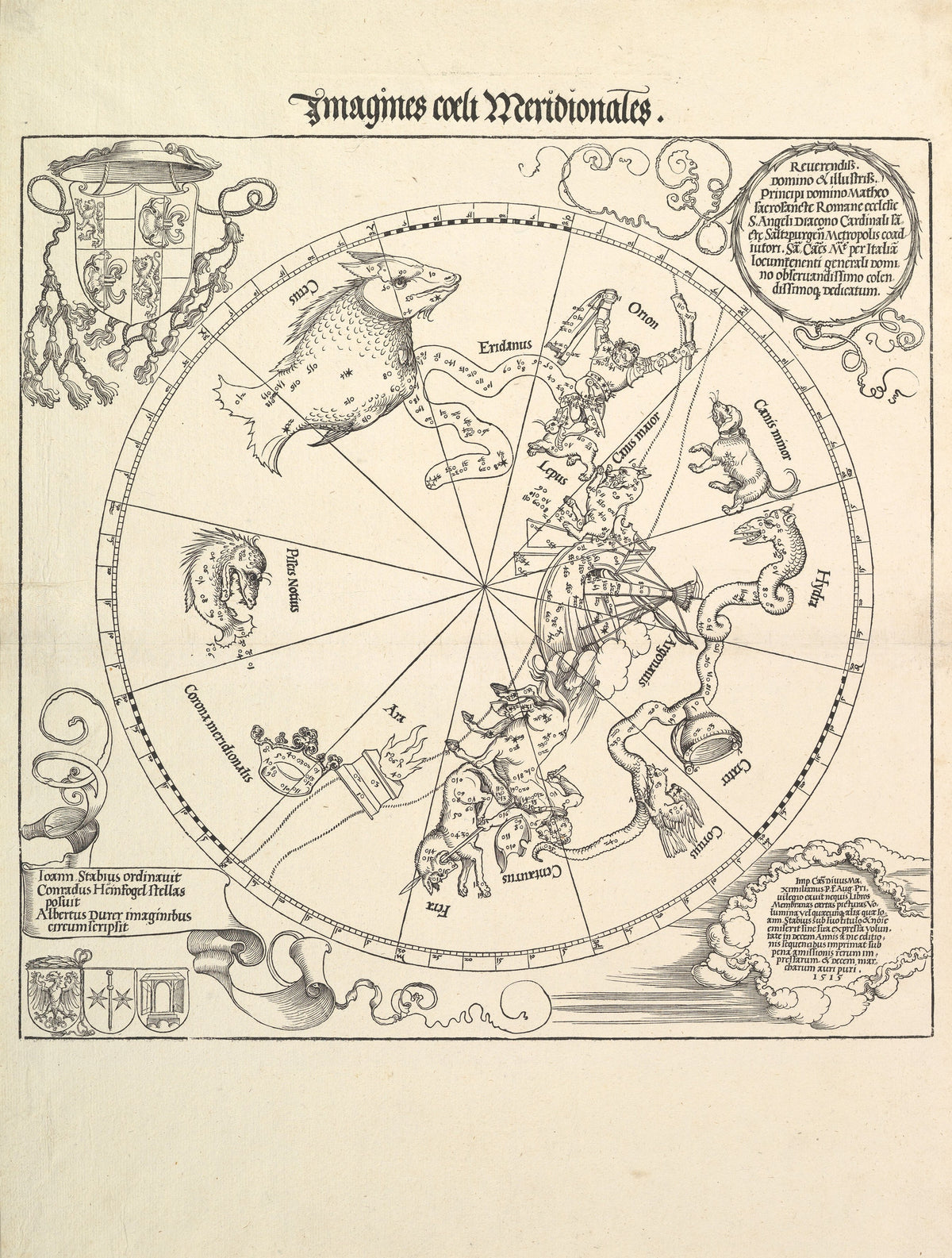 Albrecht Dürer — The Celestial Globe-Southern Hemisphere | Woodcut Print