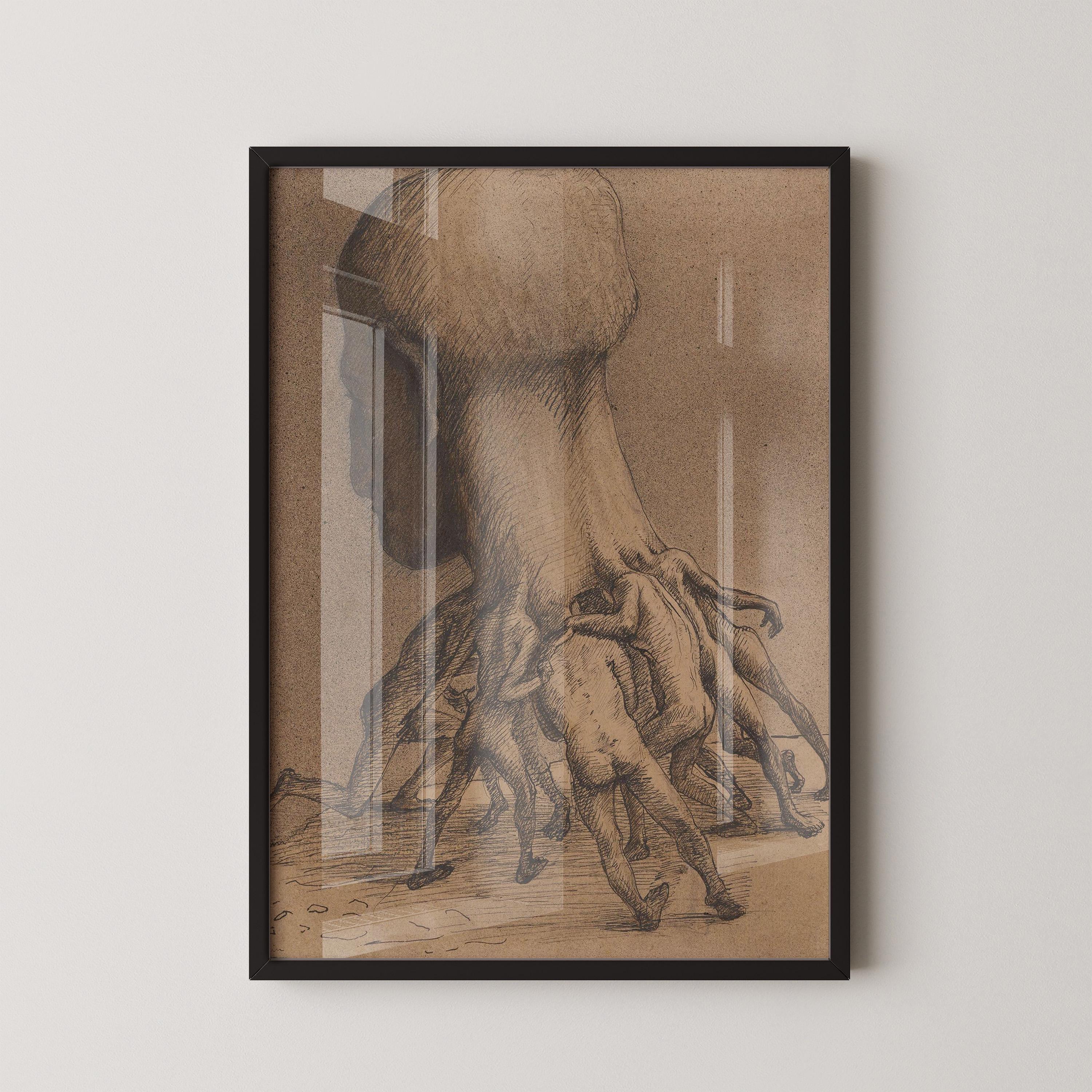 Alfred Kubin - The Great Head | Symbolist Artwork | Vintage Neutral Sketch Art available framed or unframed - 9ArtPrints