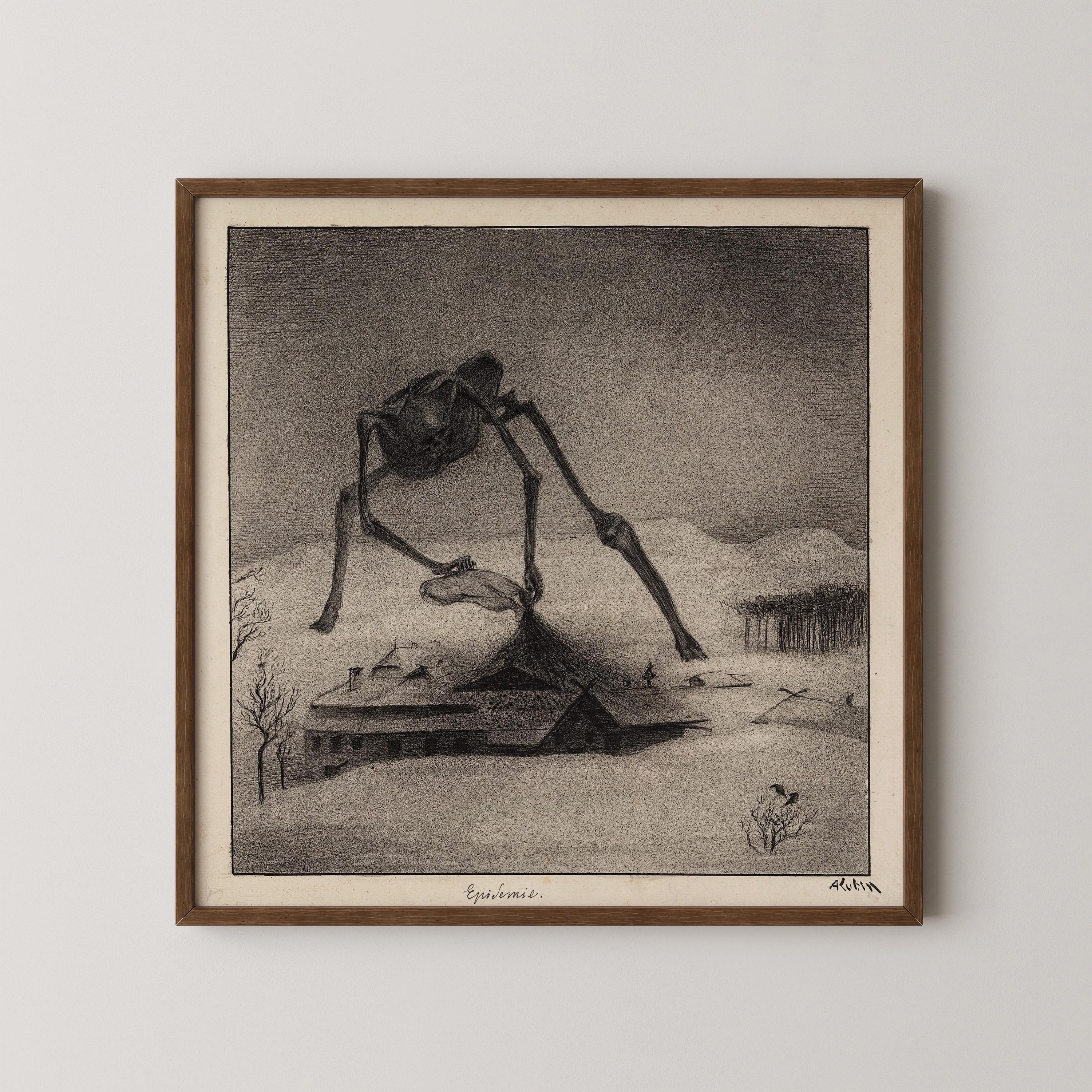 Alfred Kubin - The Plague | Famous Surreal Symbolist Monochrome Sketch Art (available handframed or unframed) 1x1 - 9ArtPrints