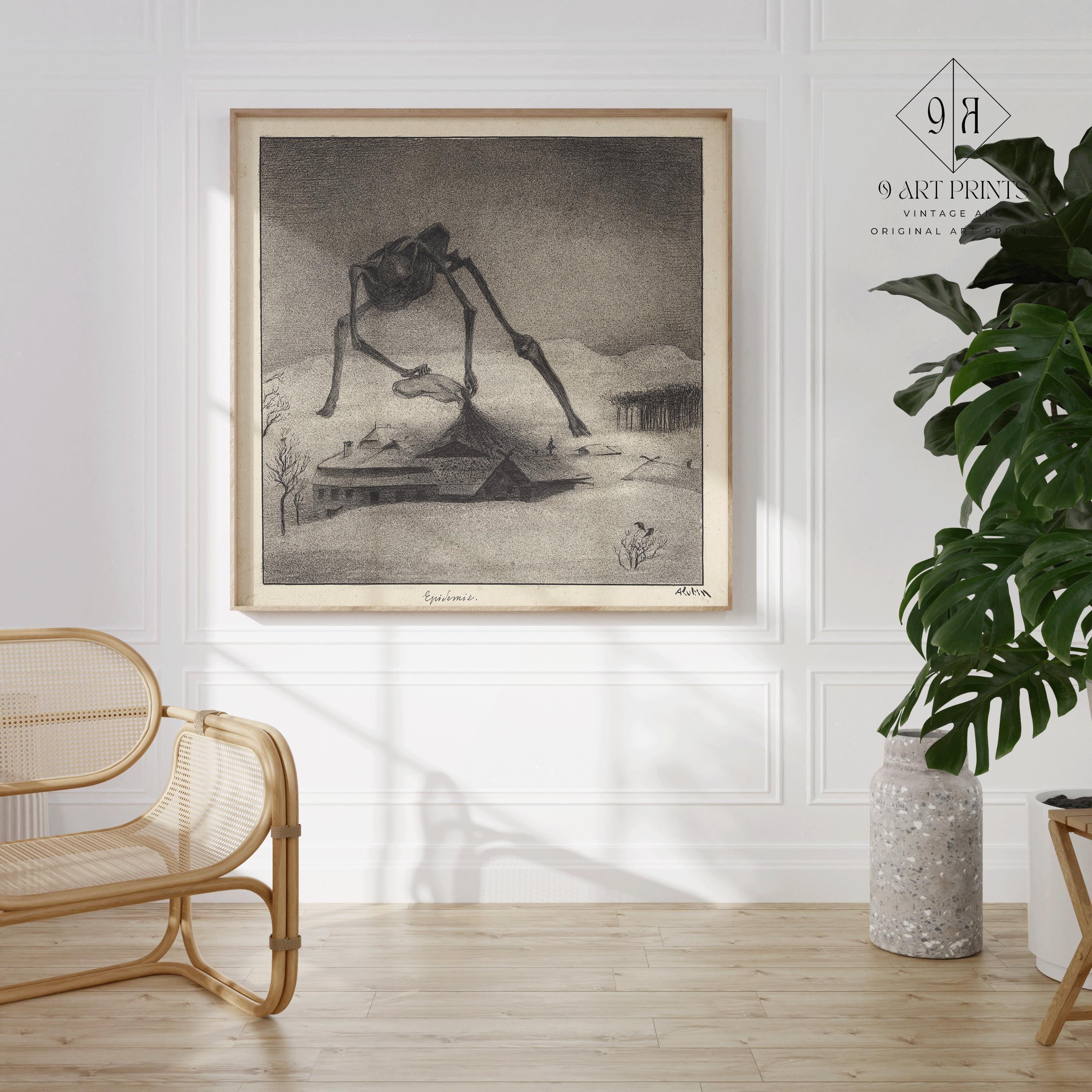 Alfred Kubin - The Plague | Famous Surreal Symbolist Monochrome Sketch Art (available handframed or unframed) 1x1 - 9ArtPrints