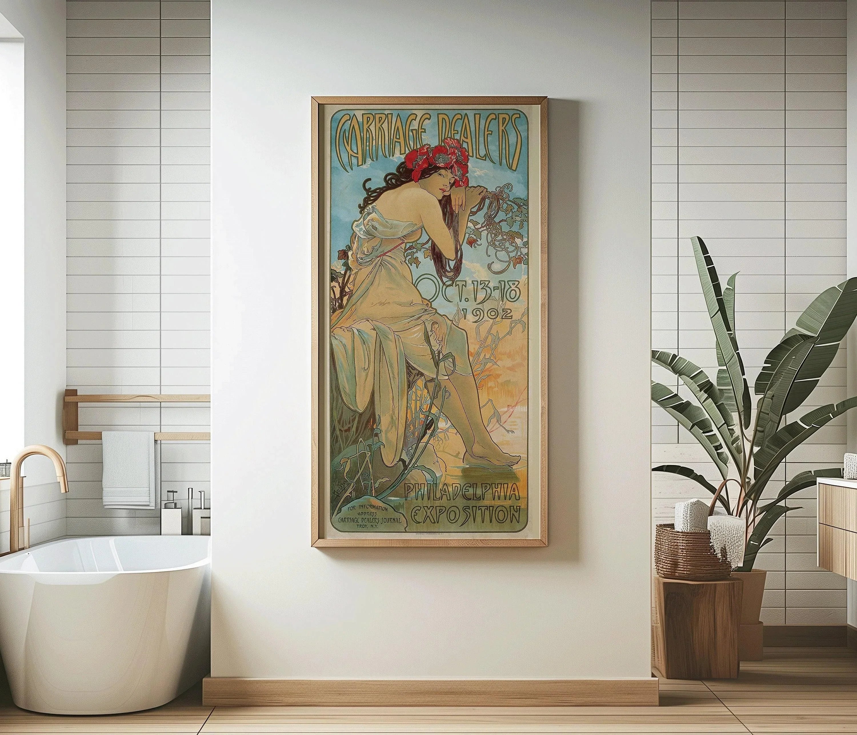 Alphonse Mucha - Carriage Dealers | Vintage Narrow Vertical Art (available handframed or unframed) 2x1 - 9ArtPrints