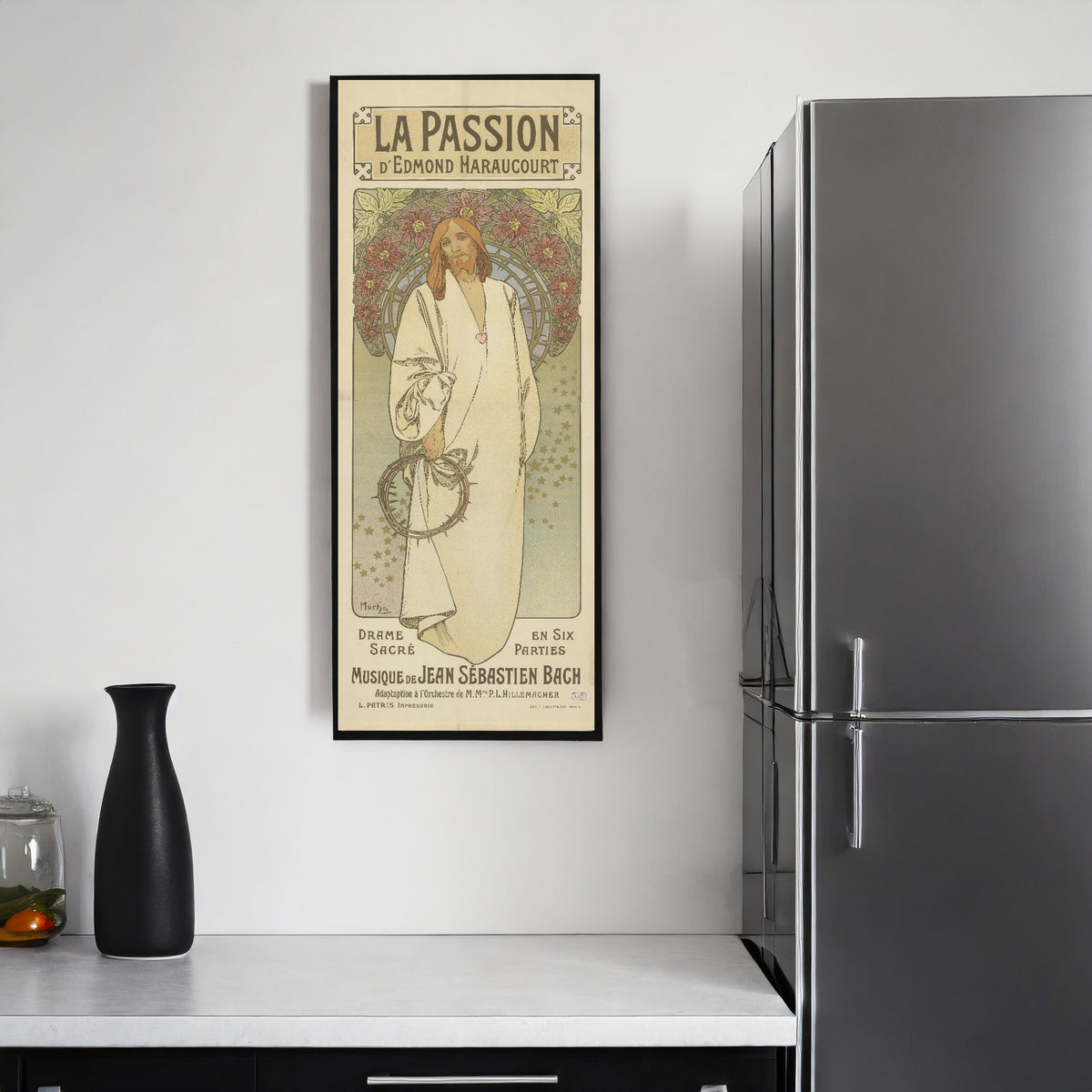 La Passion d'Edmond Haraucourt by Alphonse Mucha — shown framed on a wall