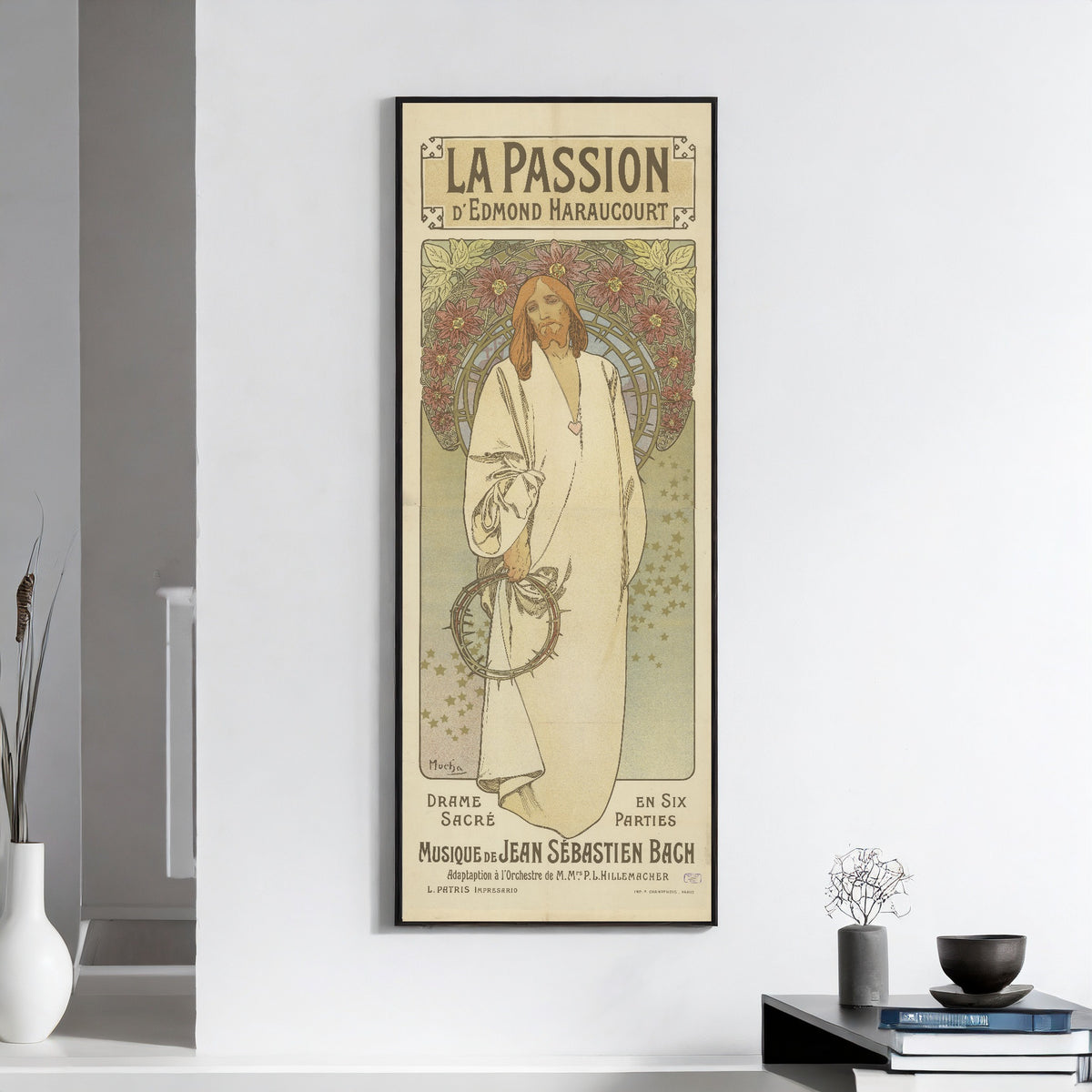 La Passion d'Edmond Haraucourt by Alphonse Mucha — shown framed on a wall