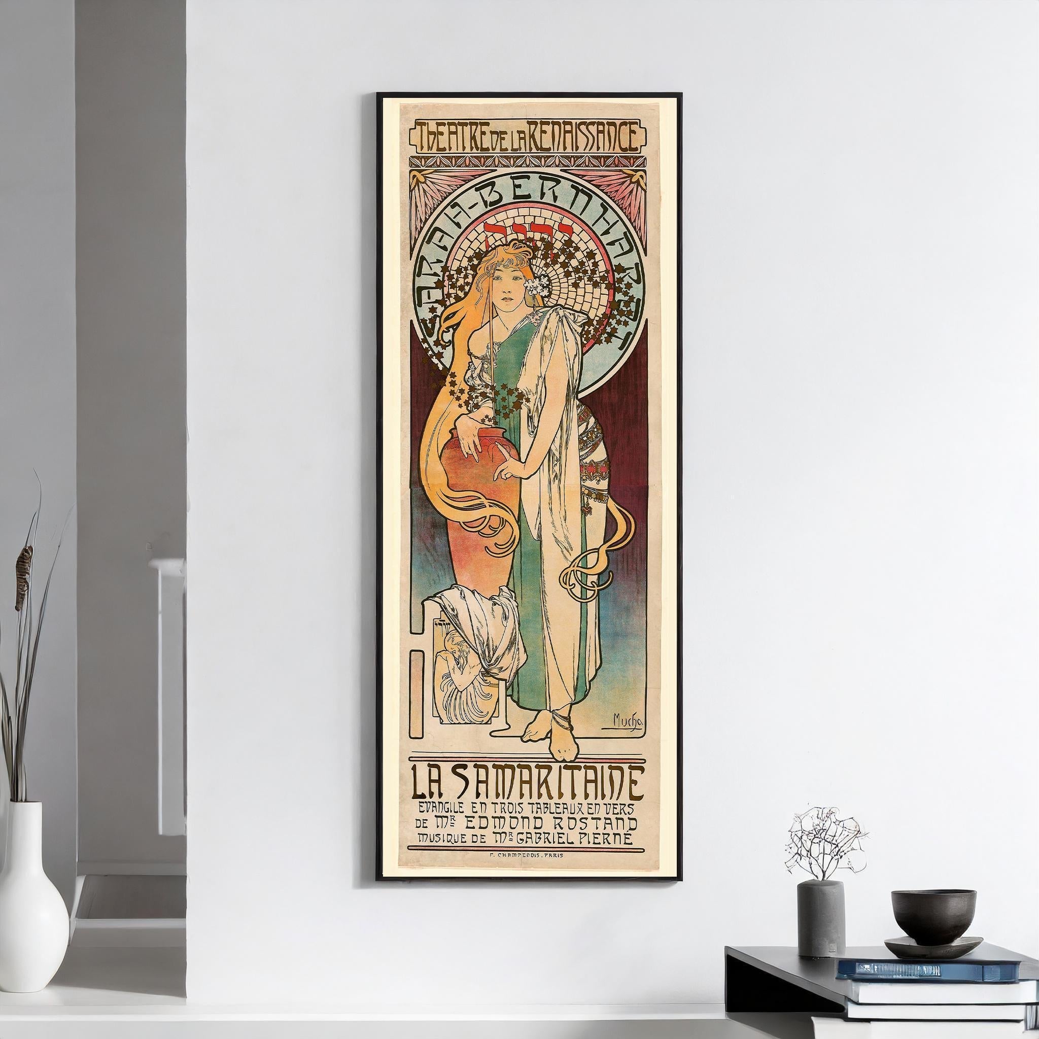 Alphonse Mucha - La Samaritaine | A Stunning Vintage Theatre Poster in Super Tall Frame (available handframed or unframed) 3x1 - 9ArtPrints