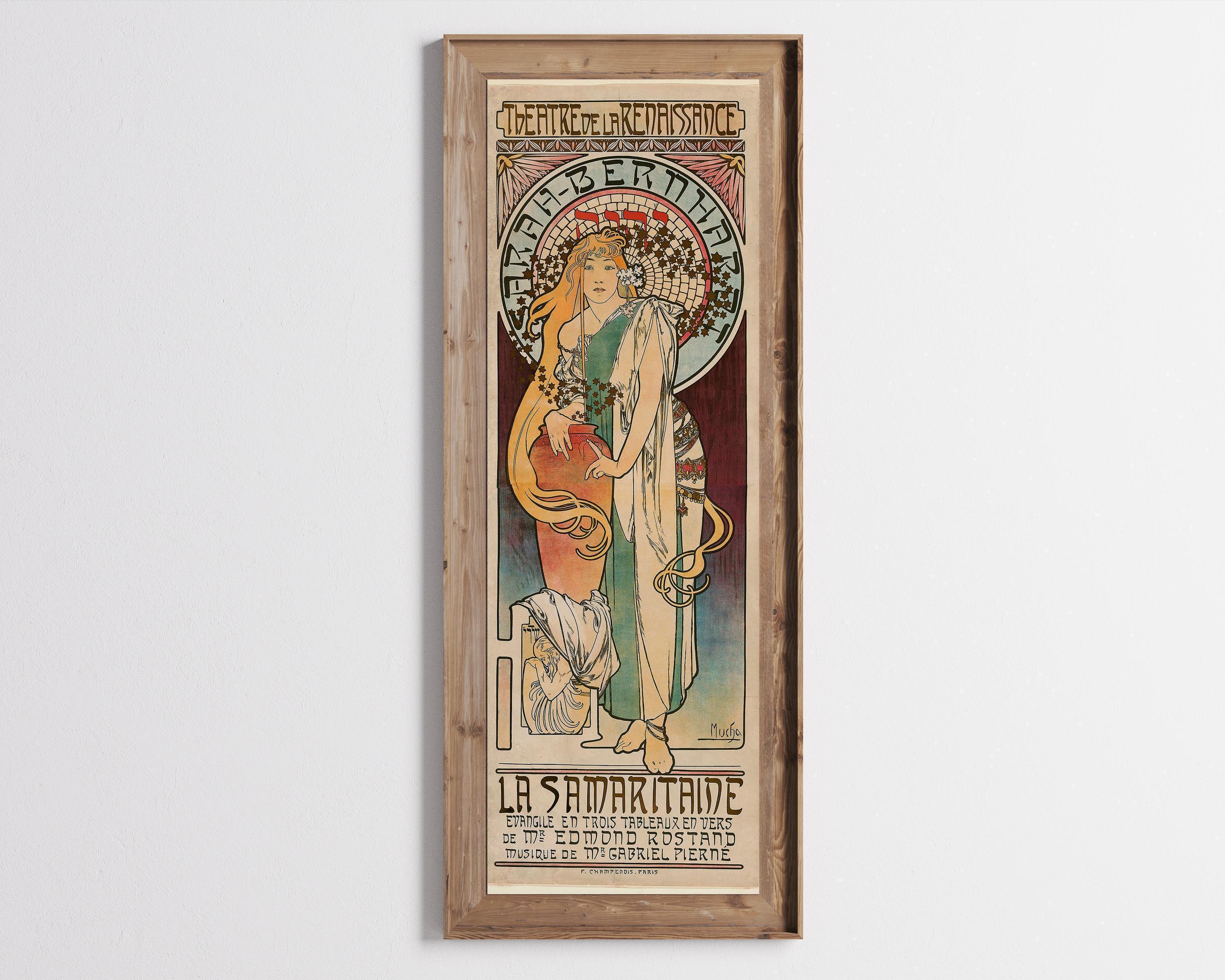 Alphonse Mucha - La Samaritaine | A Stunning Vintage Theatre Poster in Super Tall Frame (available handframed or unframed) 3x1 - 9ArtPrints