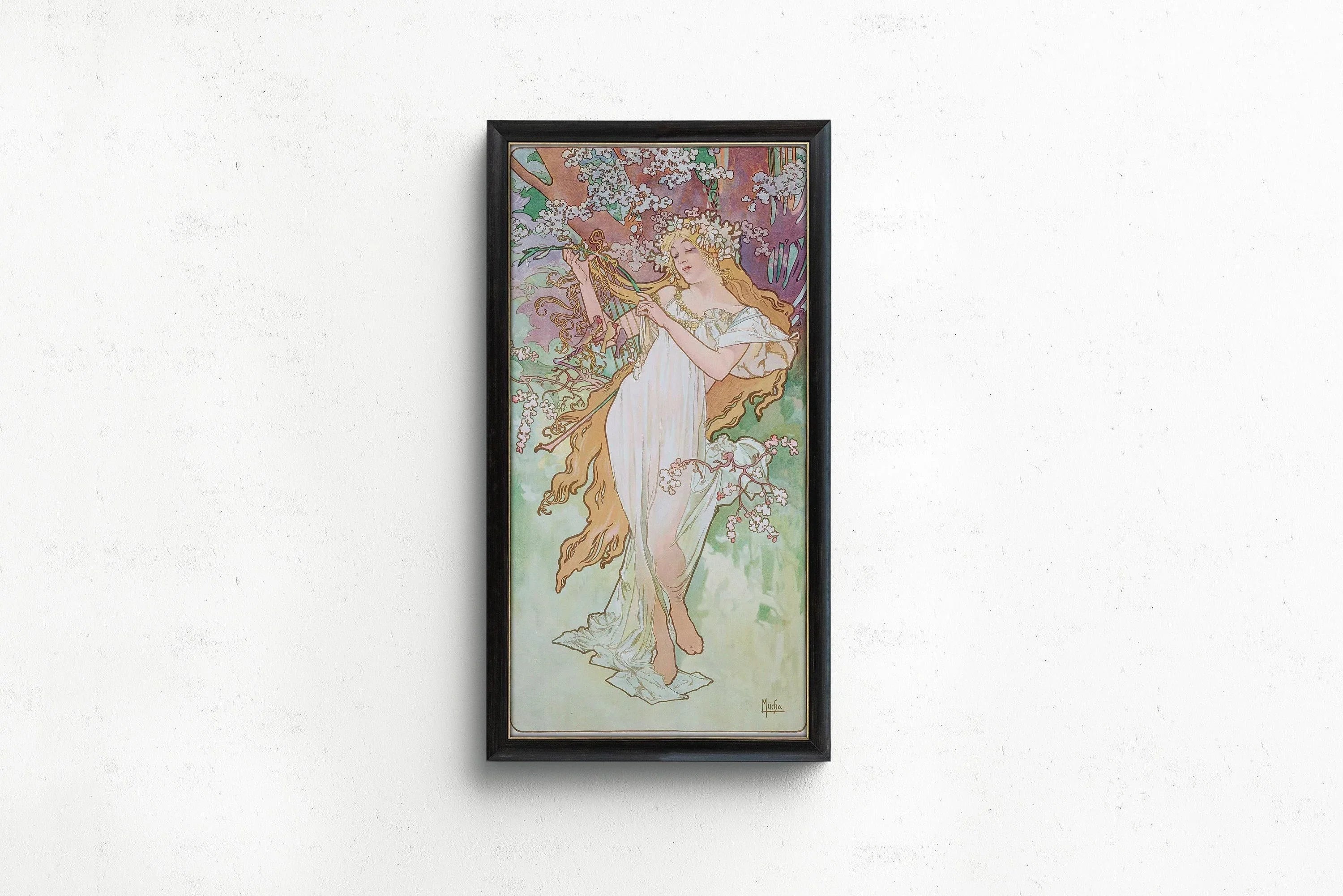 Alphonse Mucha - Les Saisons (Spring/Printemps) | Vintage Narrow Vertical Art (available handframed or unframed) 2x1 - 9ArtPrints