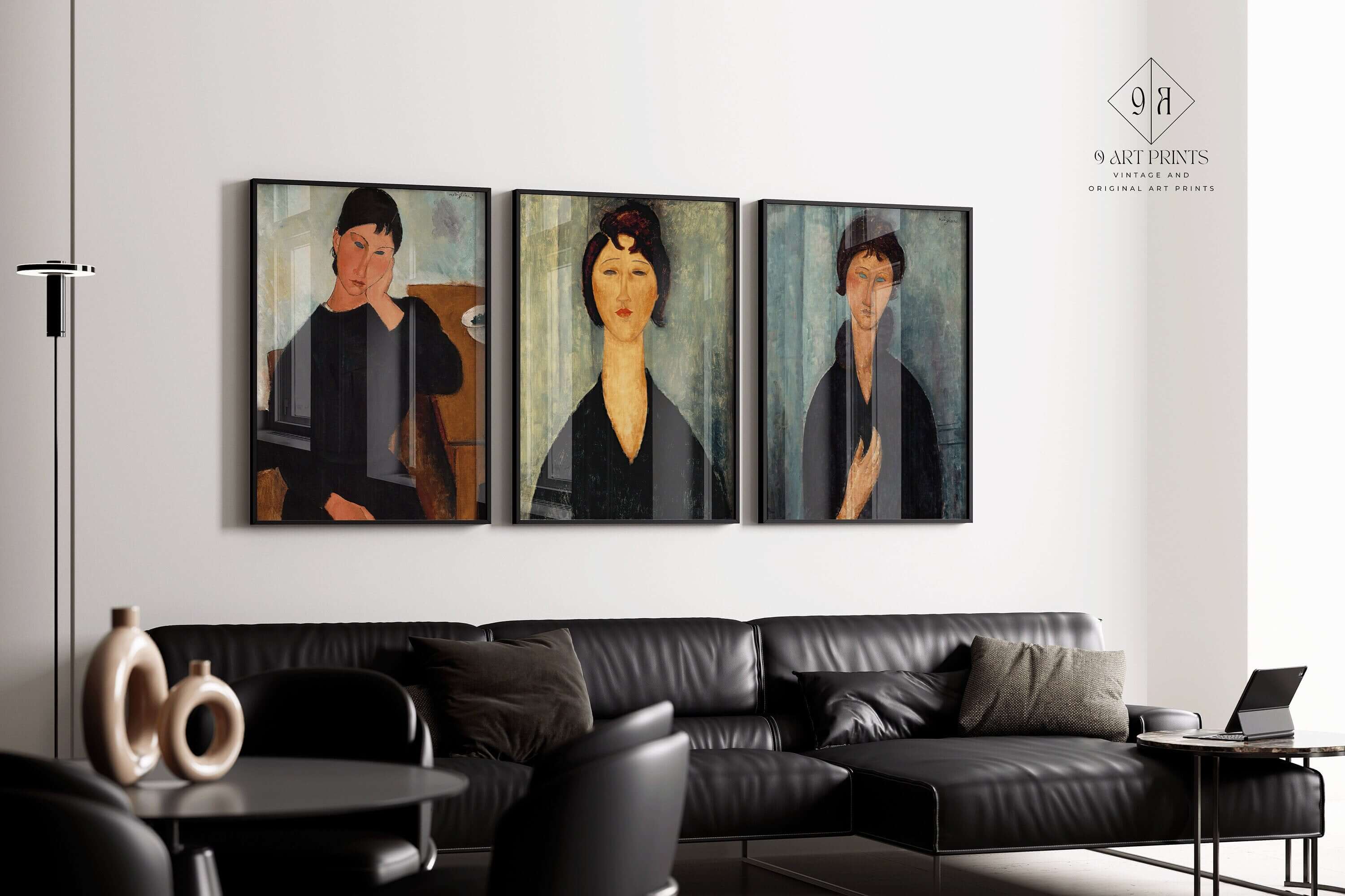 Amadeo Modigliani - Set of 3 Women in Black | Classic Paintings (available framed or unframed) - 9ArtPrints