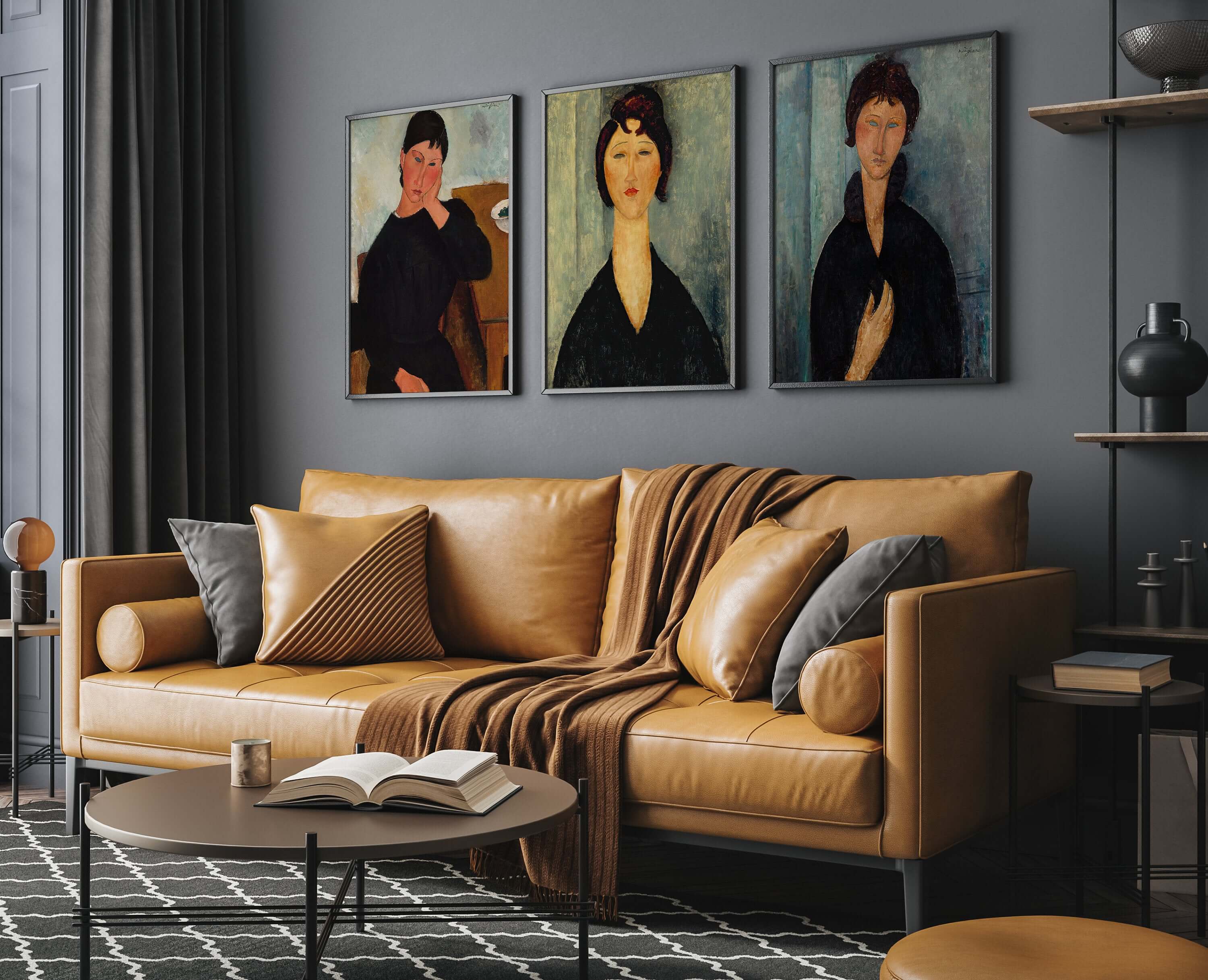 Amadeo Modigliani - Set of 3 Women in Black | Classic Paintings (available framed or unframed) - 9ArtPrints