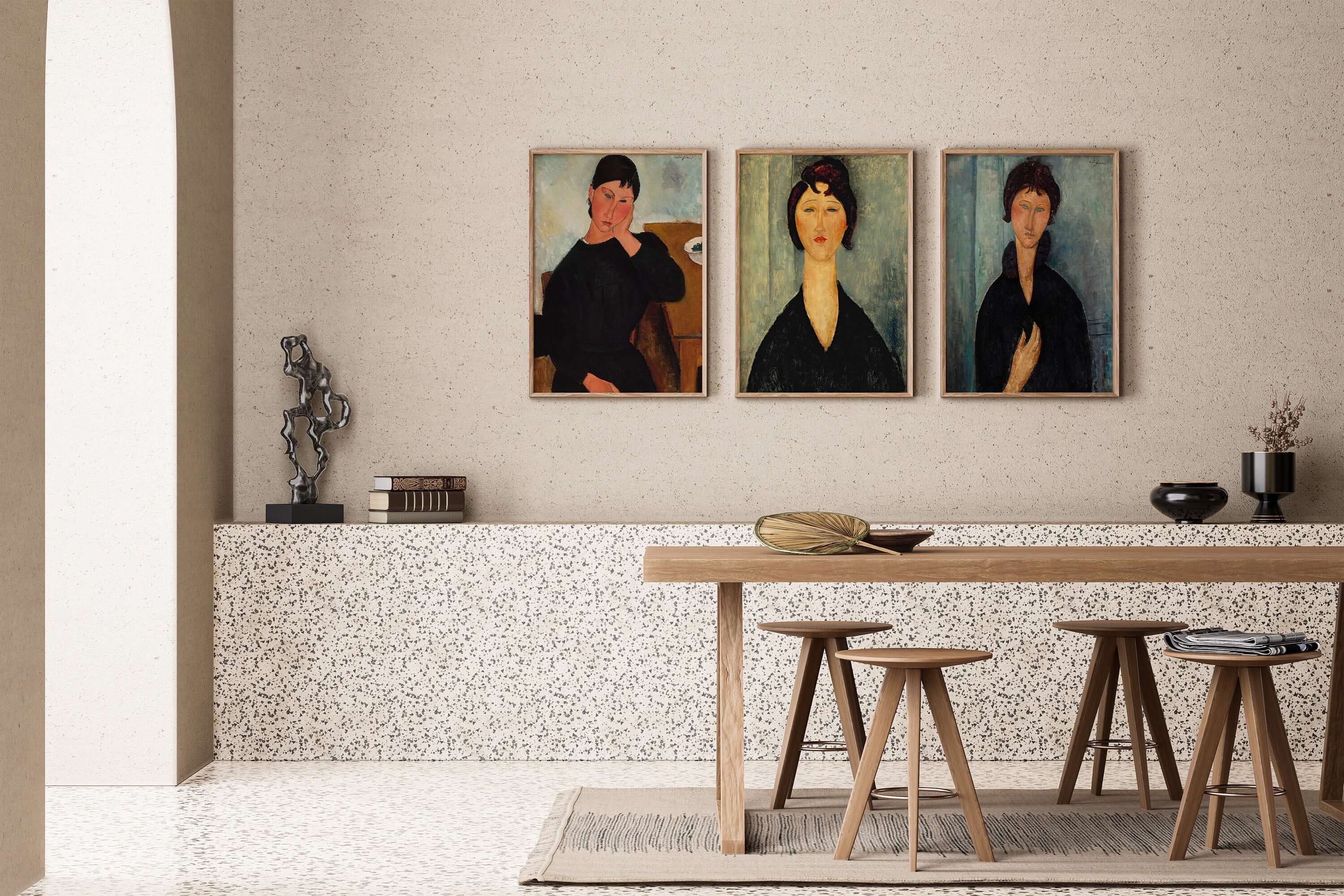 Amadeo Modigliani - Set of 3 Women in Black | Classic Paintings (available framed or unframed) - 9ArtPrints