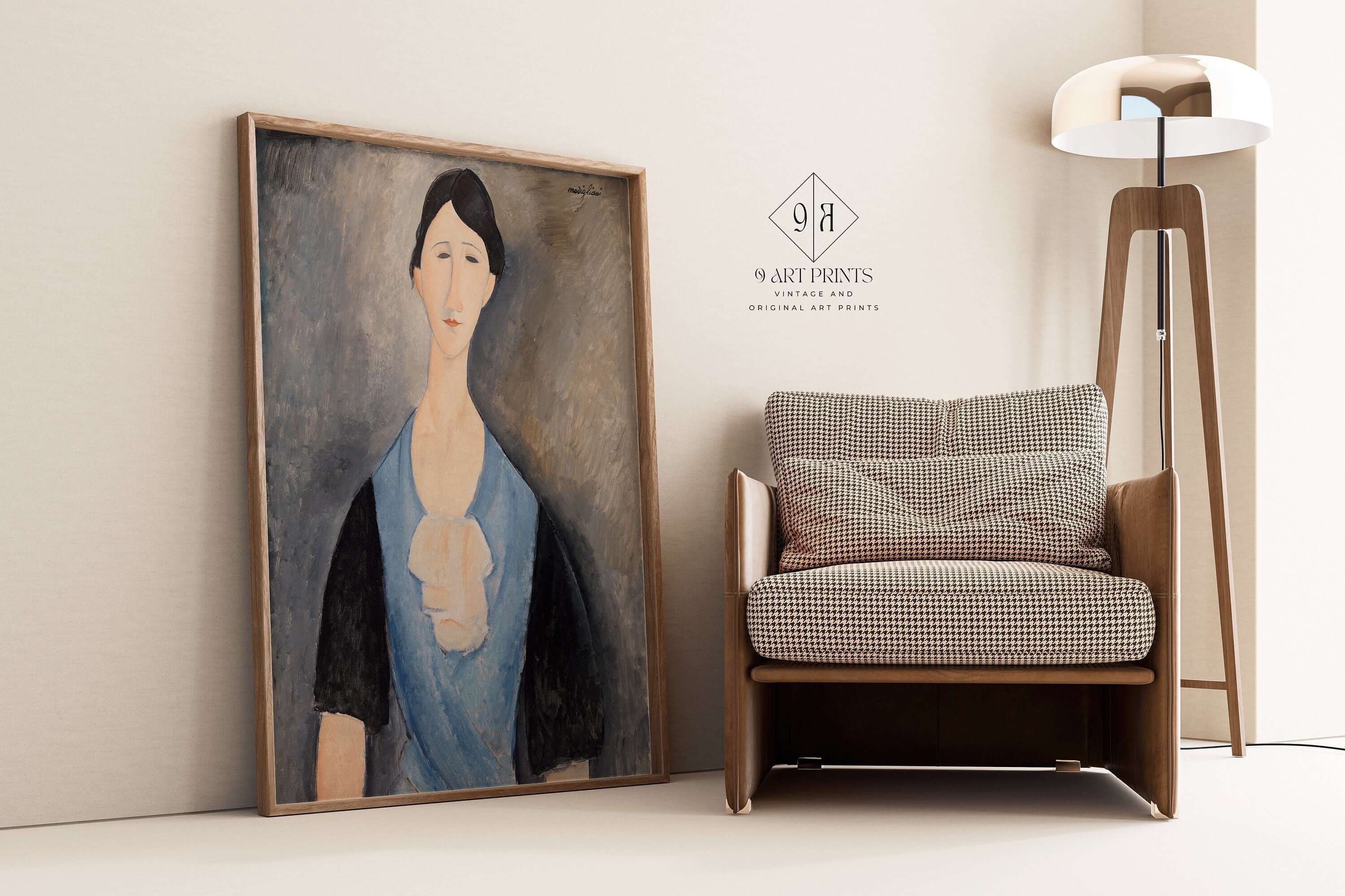 Ameodeo Modigliani - Young Woman in Blue | Famous Art (available framed or unframed) - 9ArtPrints