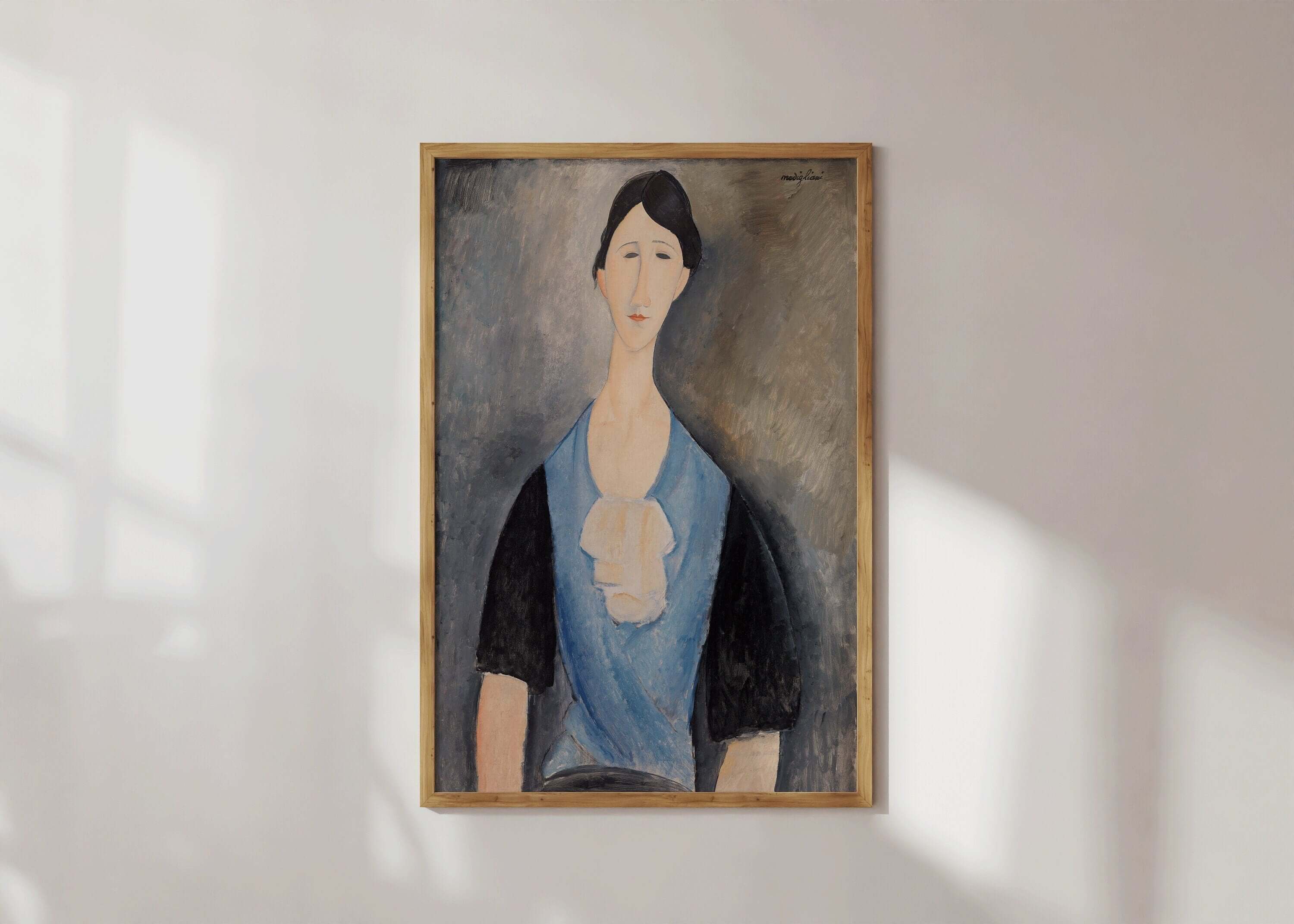 Ameodeo Modigliani - Young Woman in Blue | Famous Art (available framed or unframed) - 9ArtPrints