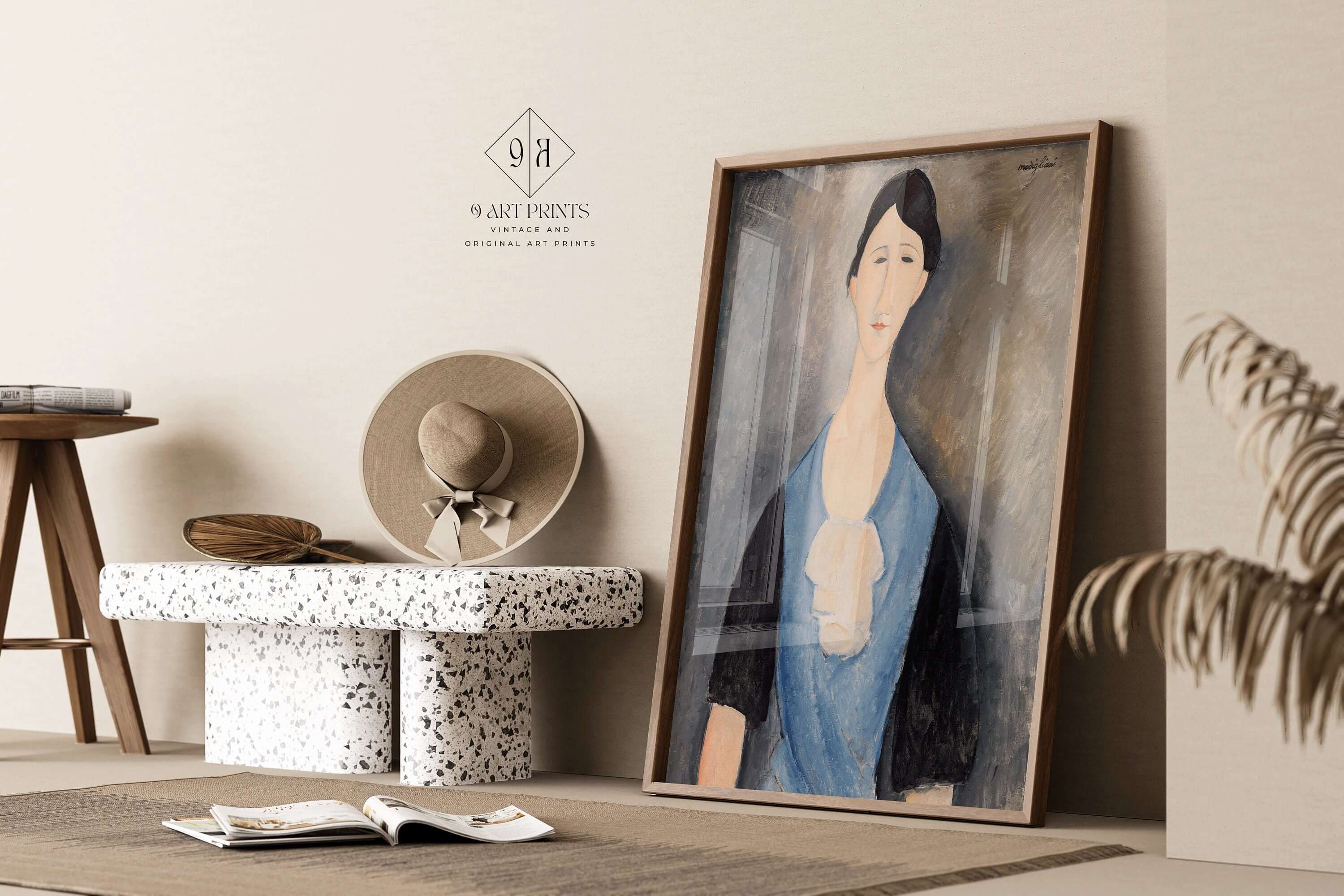 Ameodeo Modigliani - Young Woman in Blue | Famous Art (available framed or unframed) - 9ArtPrints