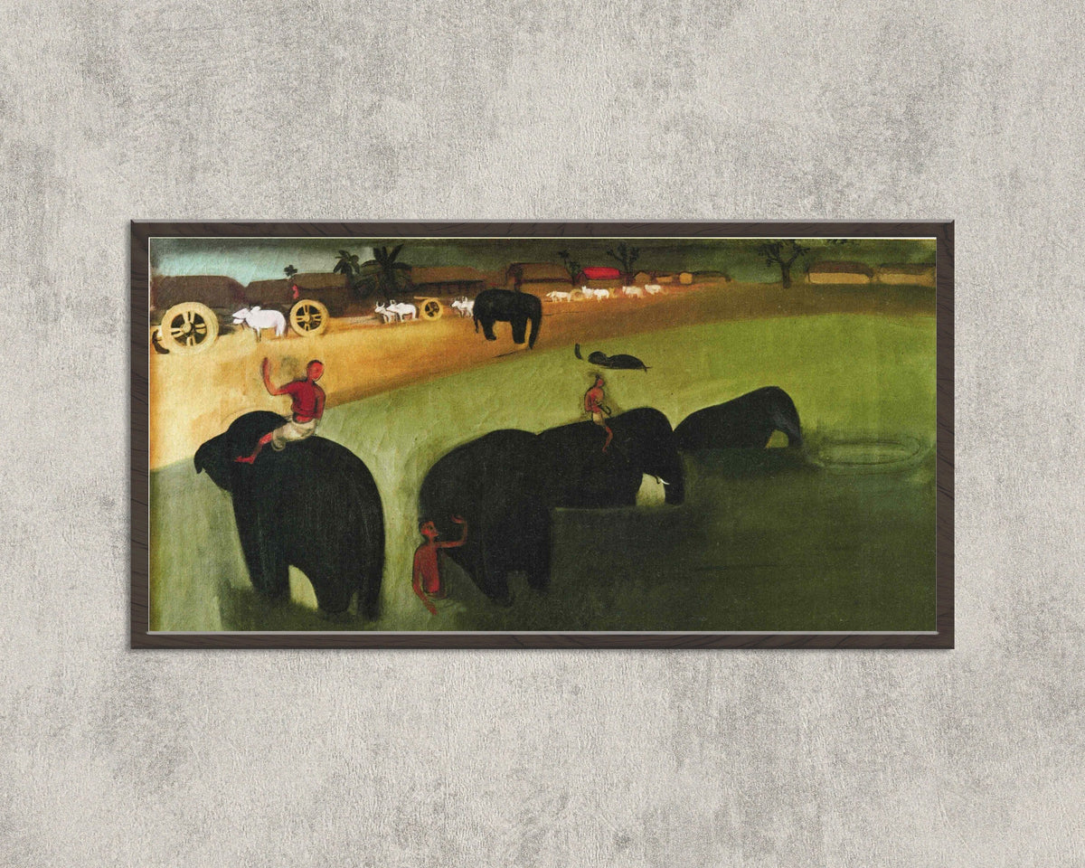 Amrita Sher-Gil — Elephants Bathing in a Green Pool | Fine Art Giclée Print - 9ArtPrints