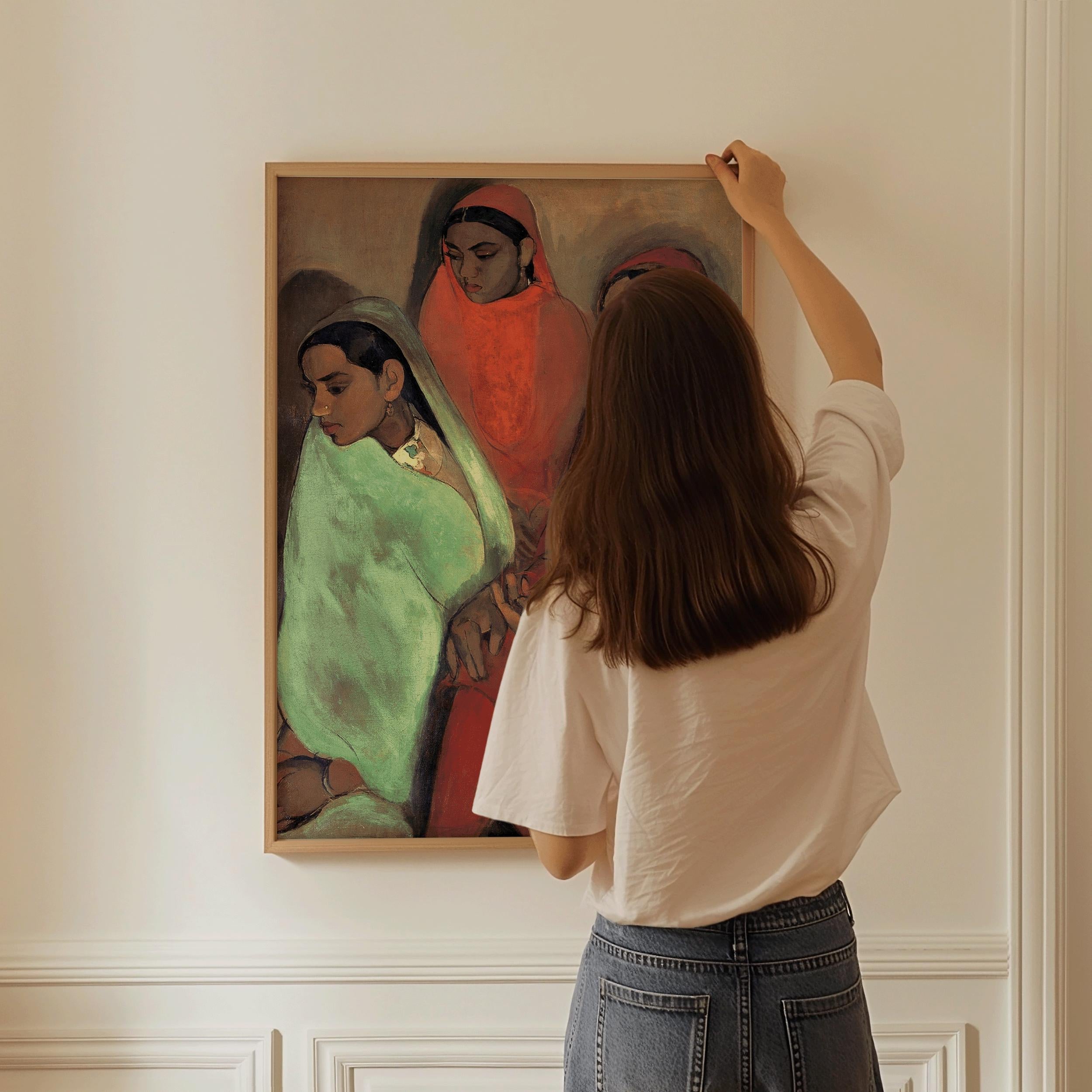 Amrita Sher Gil - Group of Girls| Indian Artist Female Portrait (available handframed or unframed) - 9ArtPrints