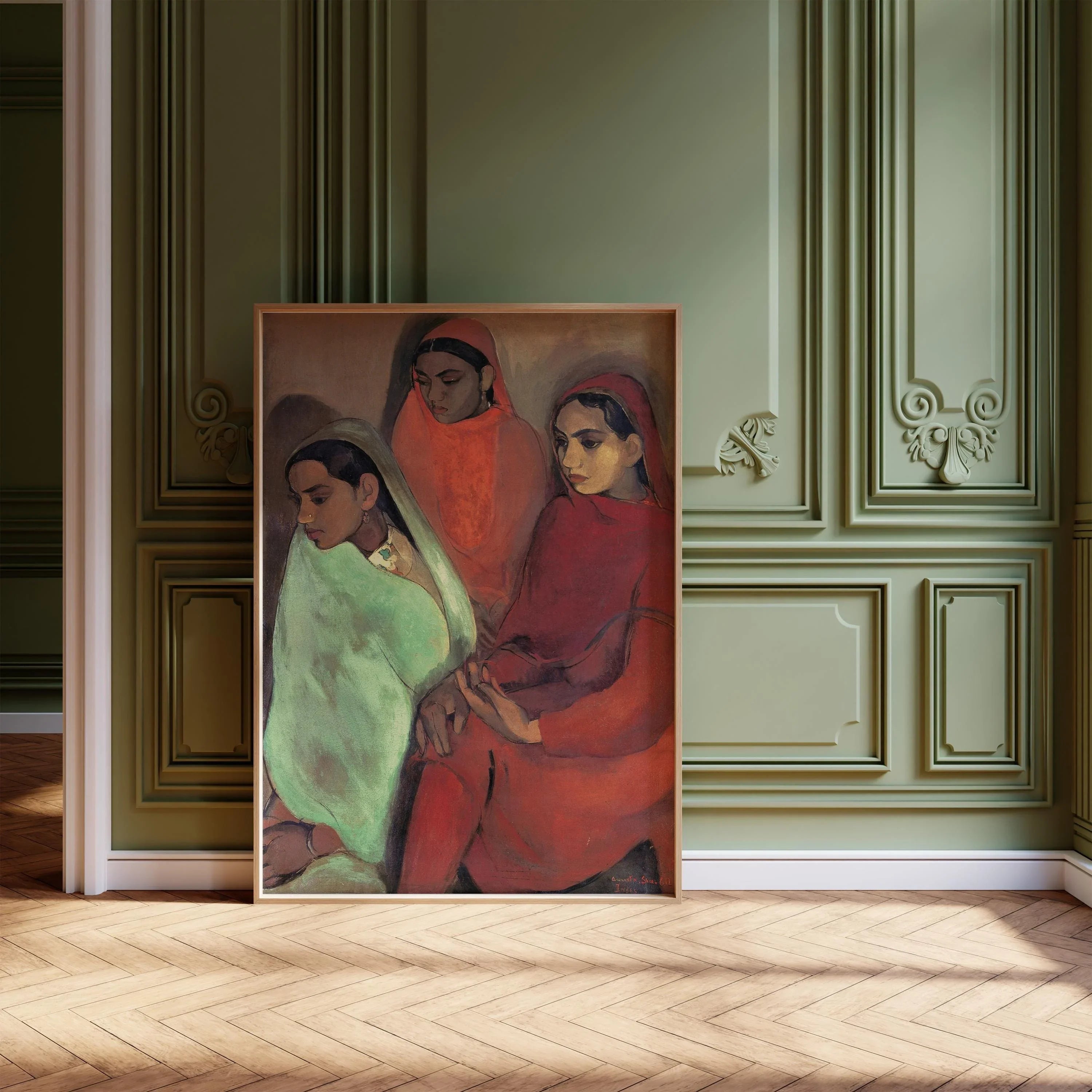 Amrita Sher Gil - Group of Girls | Indian Artist Female Portrait (available handframed or unframed) - 9ArtPrints