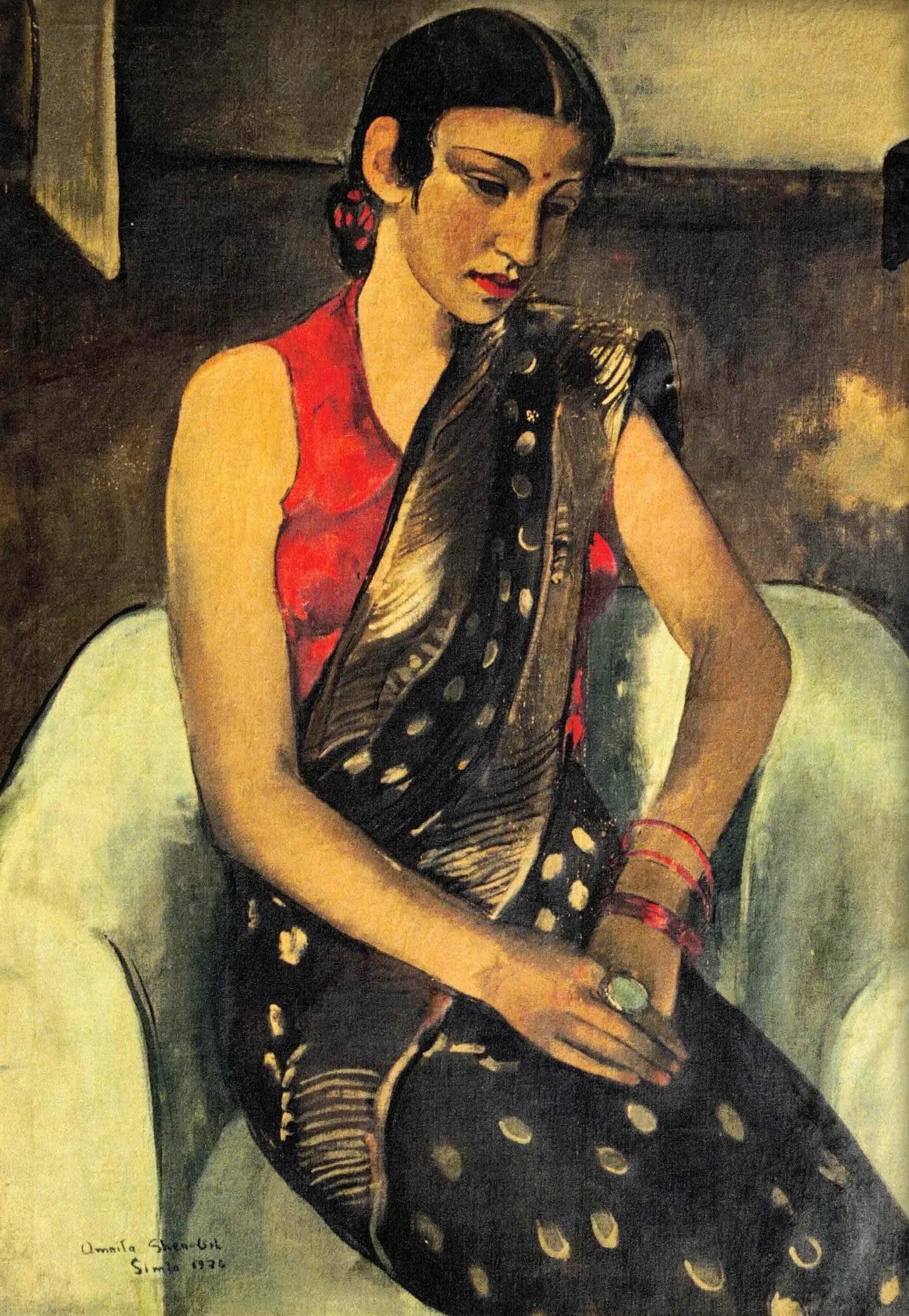 Amrita Sher - Gil Print: Portrait of my Sister 2 - Indian Female Portrait Art, Giclée Fine Art - 9ArtPrints