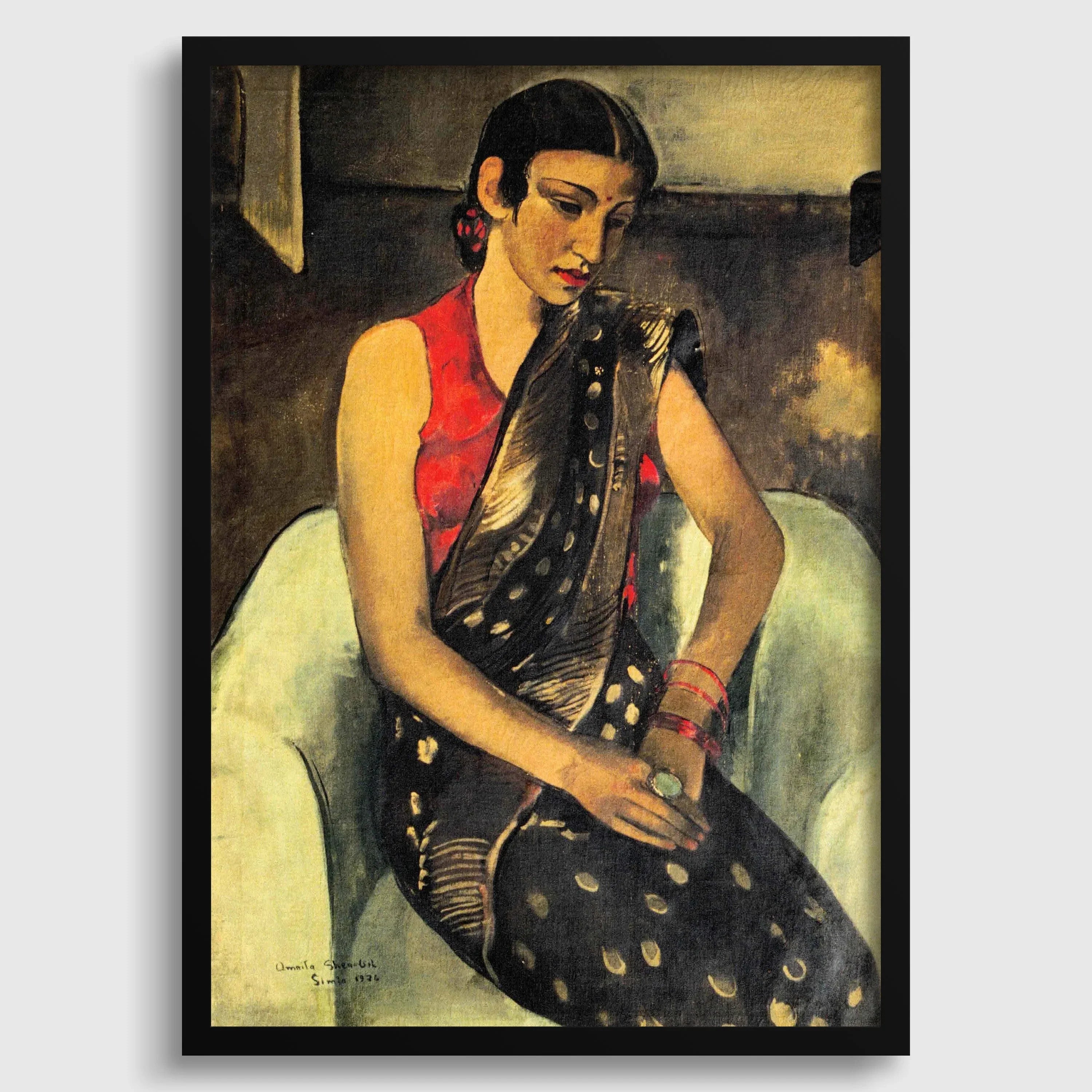 Amrita Sher - Gil Print: Portrait of my Sister 2 - Indian Female Portrait Art, Giclée Fine Art - 9ArtPrints
