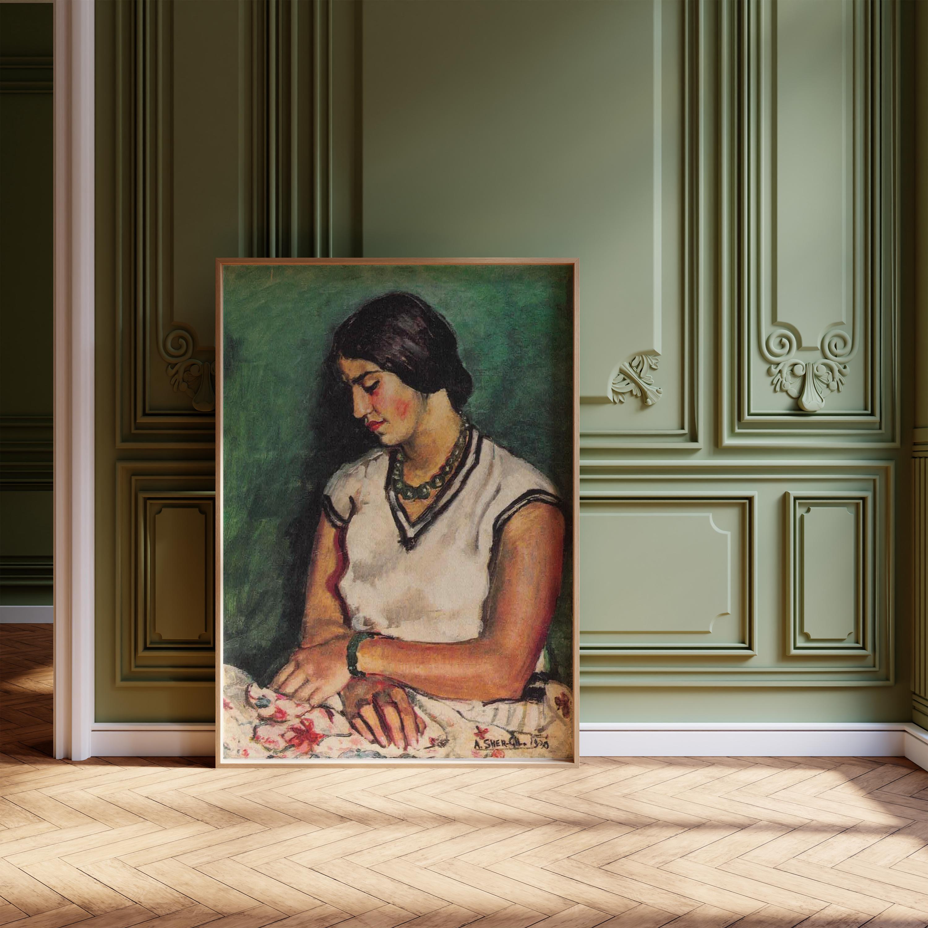 Amrita Sher - Gil Print: Portrait of my Sister - Indian Female Portrait Art, Giclée Fine Art - 9ArtPrints
