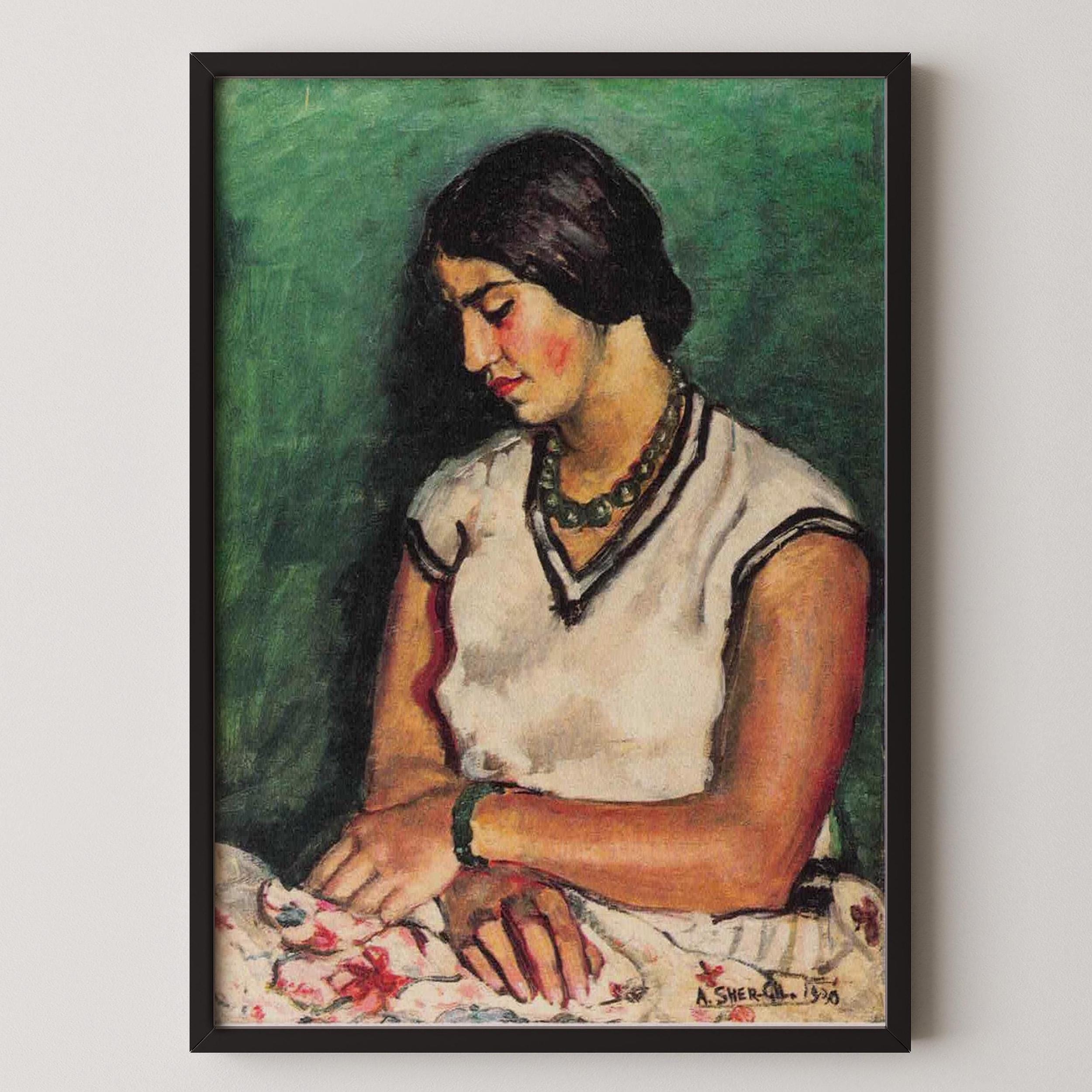 Amrita Sher - Gil Print: Portrait of my Sister - Indian Female Portrait Art, Giclée Fine Art - 9ArtPrints