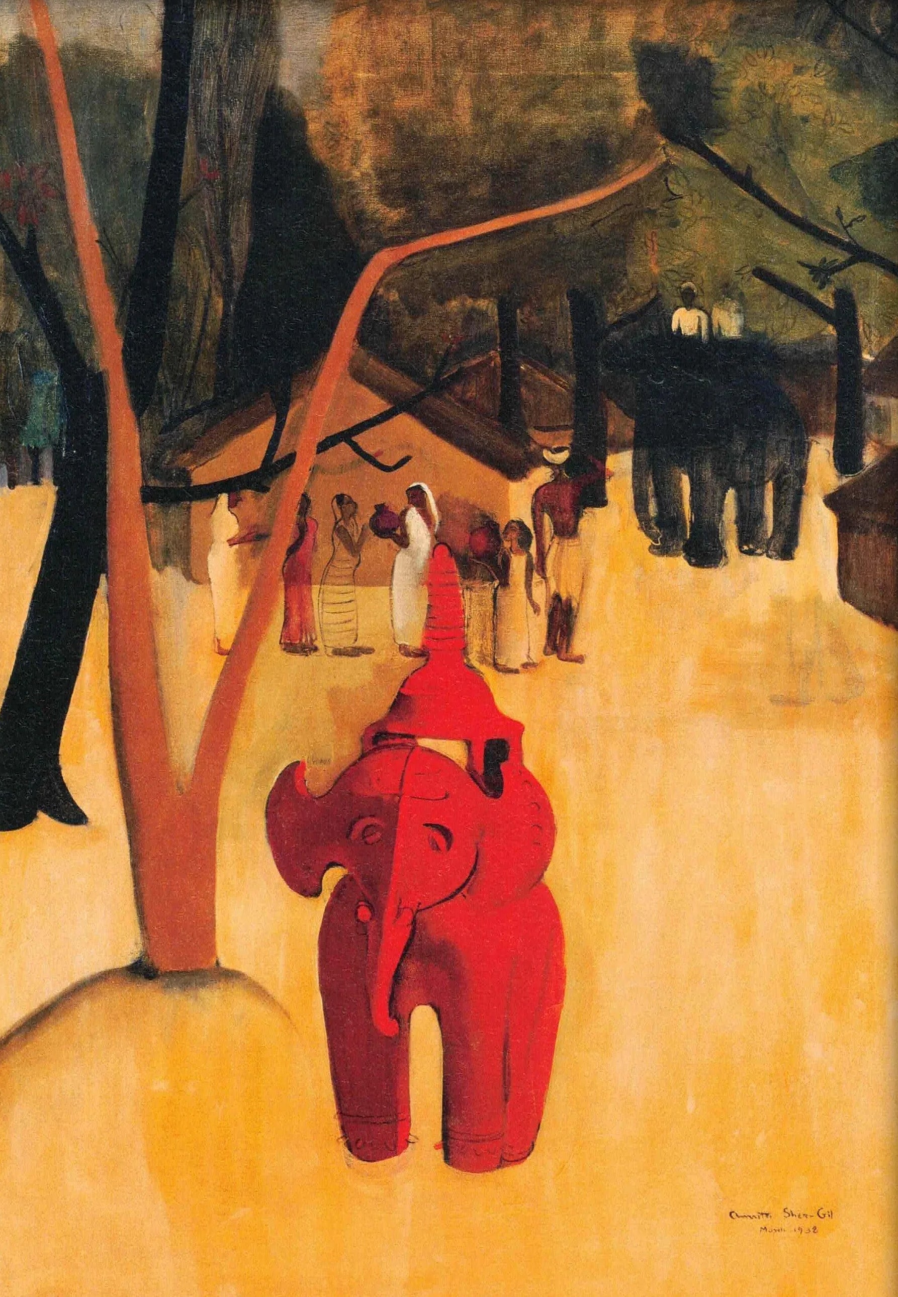 Amrita Sher Gil - Red Clay Elephant | Indian Artist Female Portrait (available handframed or unframed) - 9ArtPrints