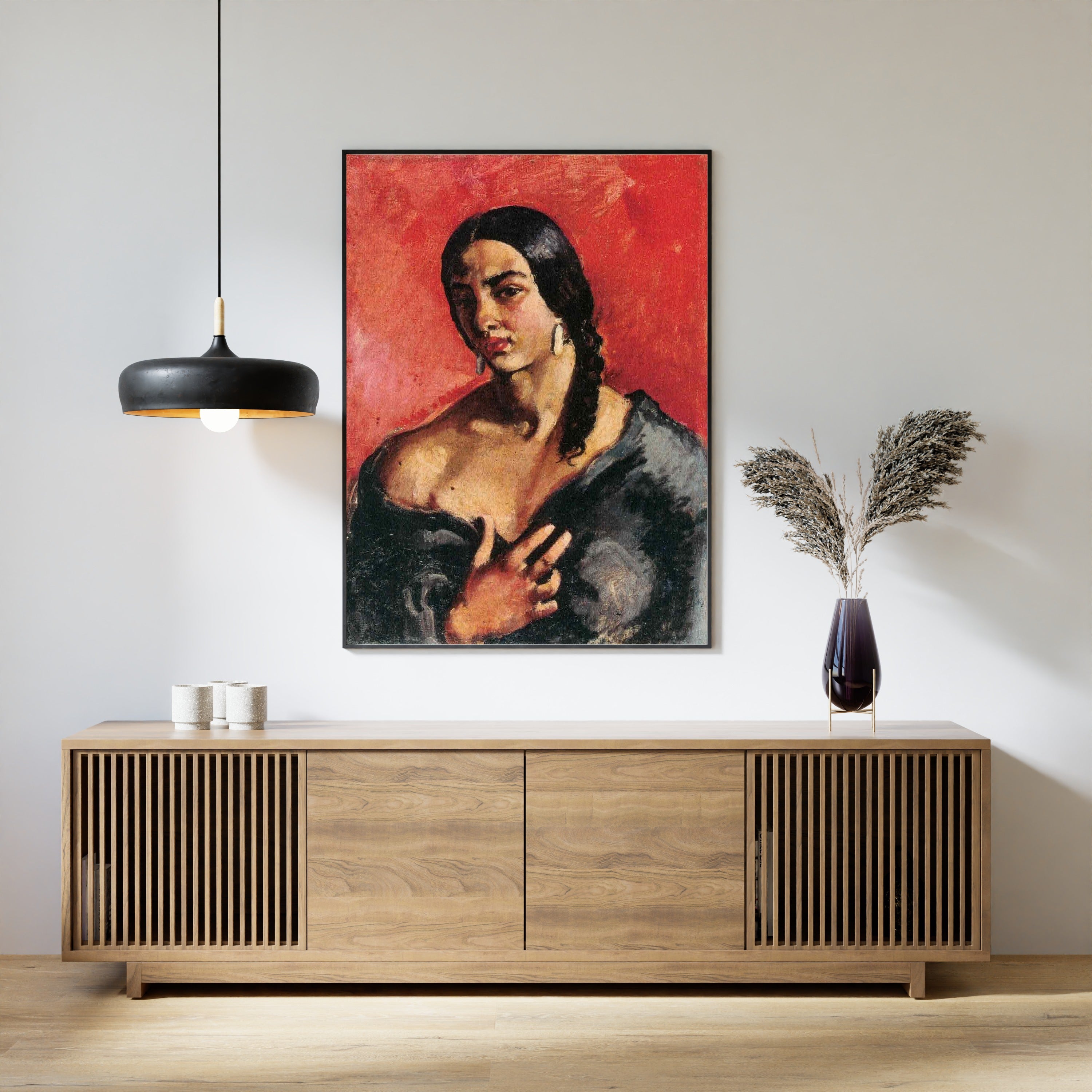 Amrita Sher-Gil — Self-Portrait with Red Background | Fine Art Giclée Print - 9ArtPrints