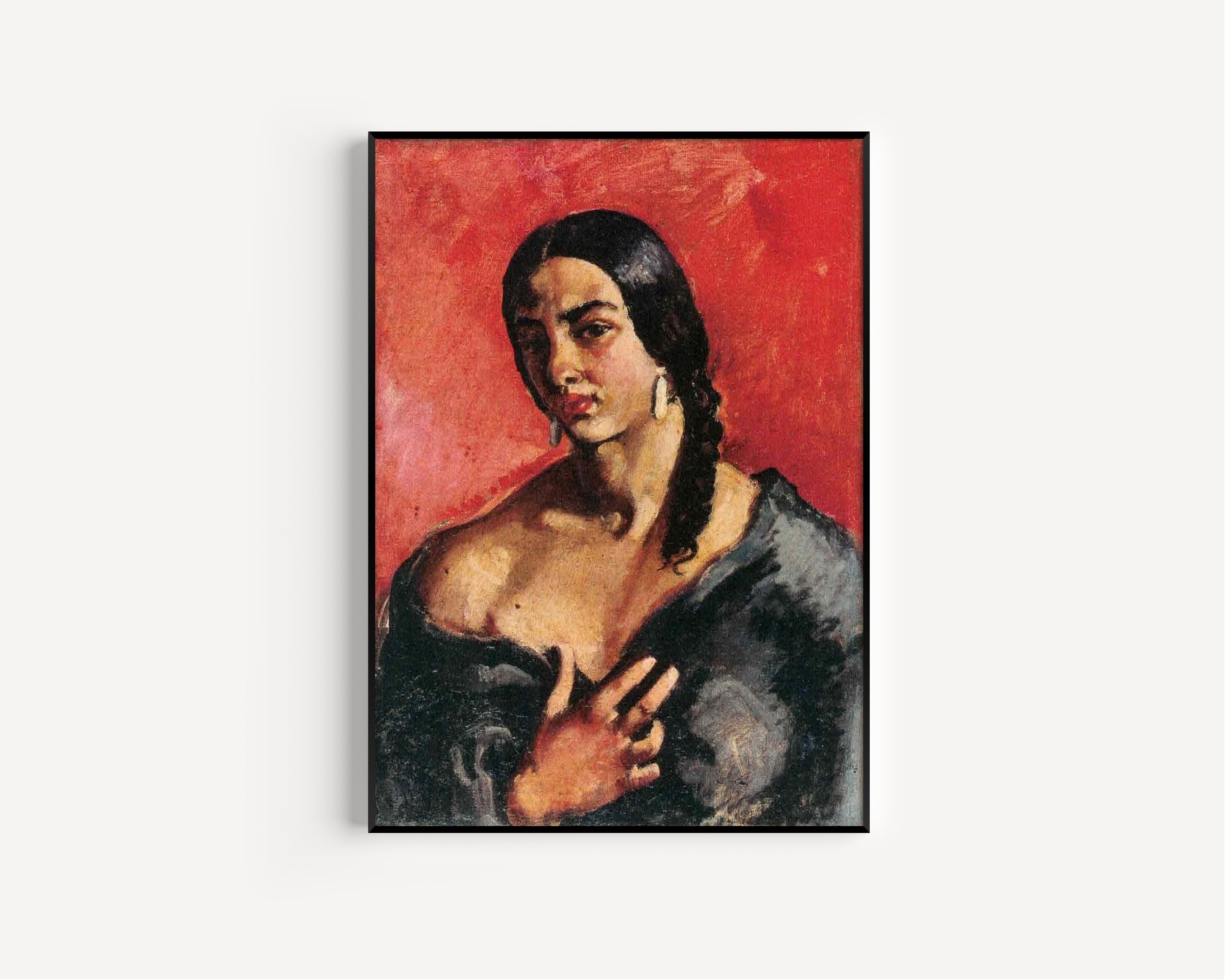 Amrita Sher-Gil — Self-Portrait with Red Background | Fine Art Giclée Print - 9ArtPrints