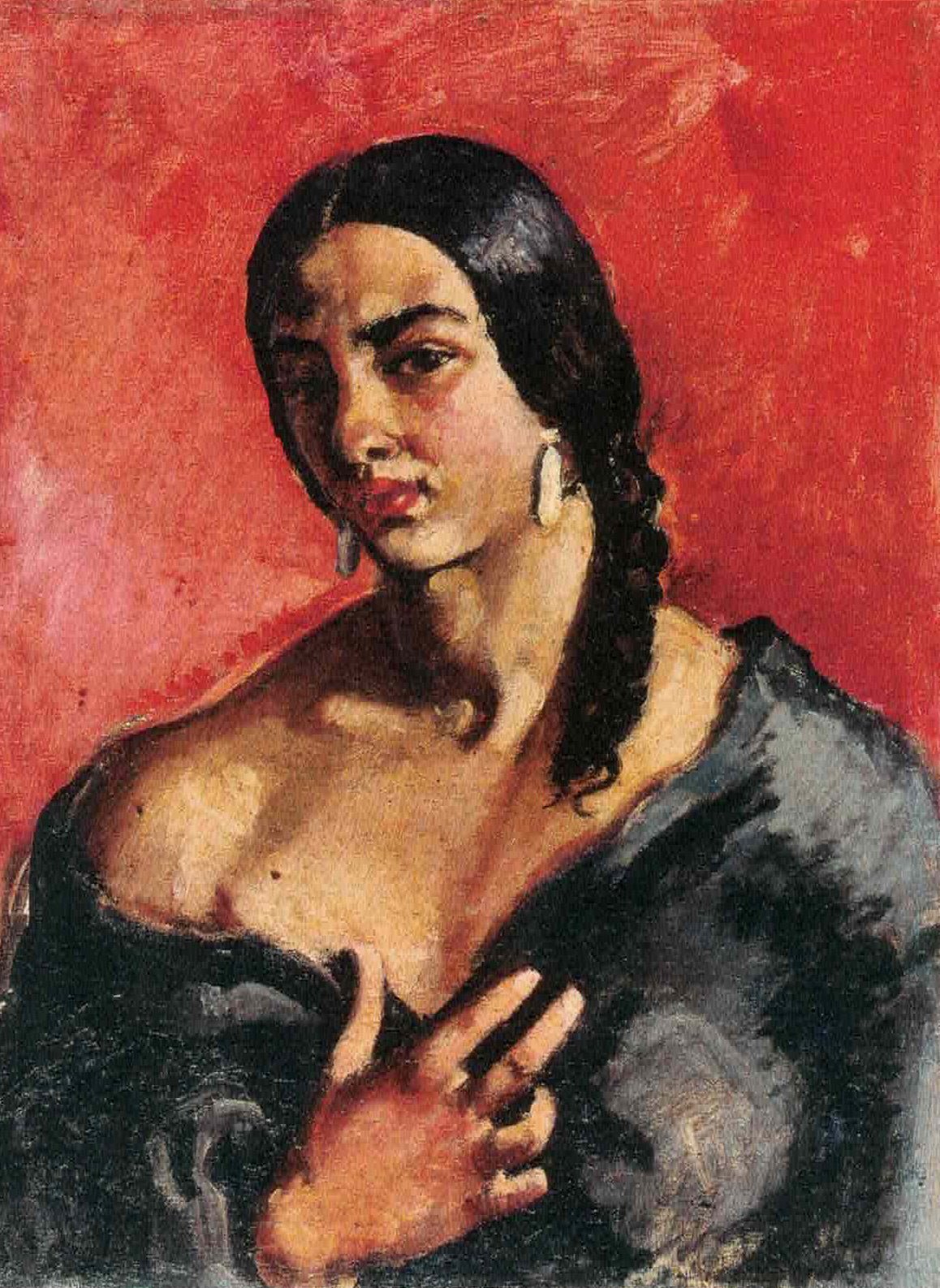 Amrita Sher-Gil — Self-Portrait with Red Background | Fine Art Giclée Print - 9ArtPrints