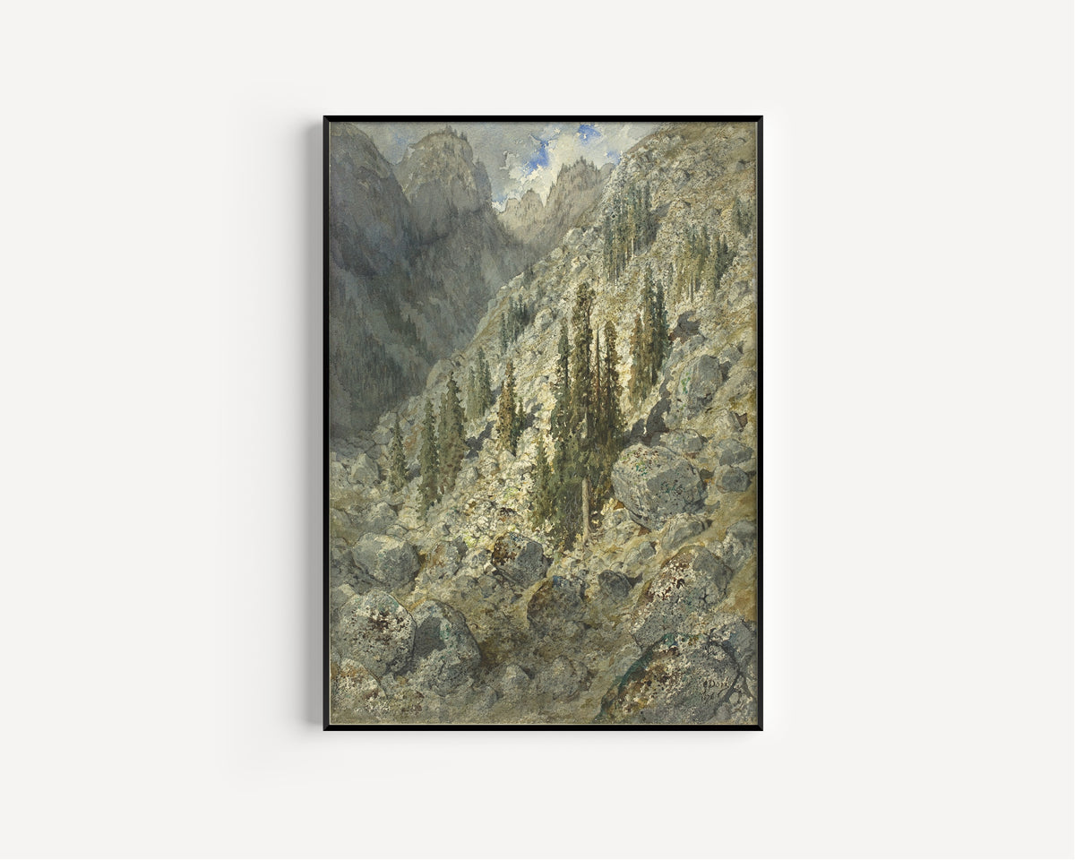 Gustave Doré — An Alpine Valley with Trees and Boulders | Fine Art Print