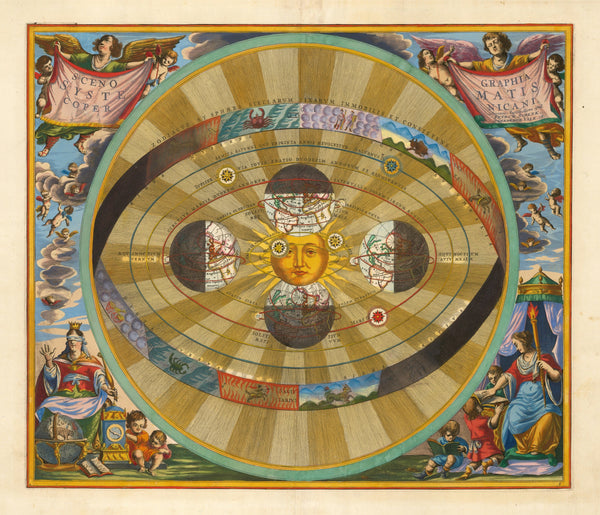 Andreas Cellarius — A Scenographic View of the Copernican System (Plate 5, Azure Colouring) | Celestial Map Print