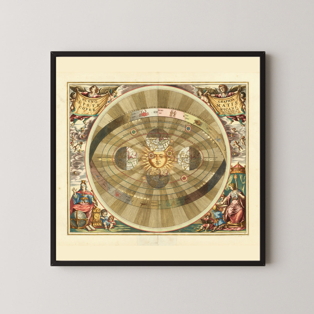 Andreas Cellarius — A Scenographic View of the Copernican System (Plate 5, Gold Colouring) | Celestial Map Print - 9ArtPrints