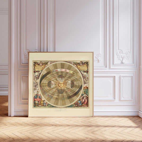 Andreas Cellarius — A Scenographic View of the Copernican System (Plate 5, Gold Colouring) | Celestial Map Print