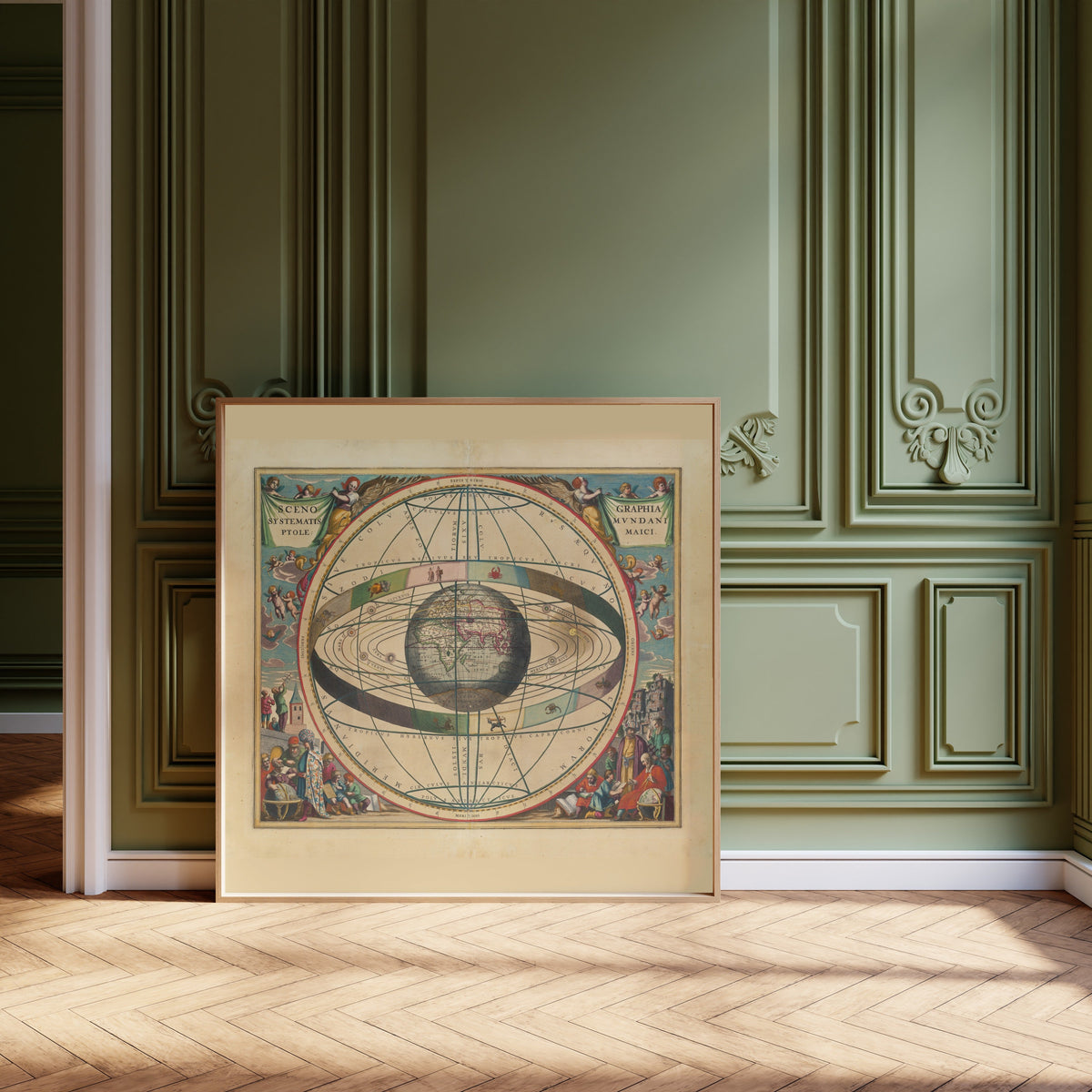 Andreas Cellarius — A Scenographic View of the Ptolemaic World System (Plate 2, Blue Colouring) | Celestial Map Print - 9ArtPrints