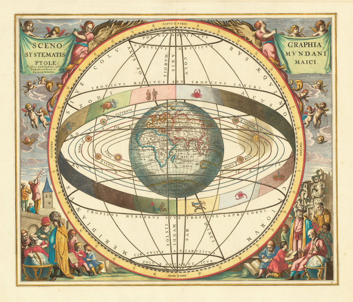 Andreas Cellarius — A Scenographic View of the Ptolemaic World System (Plate 2, Cream Colouring) | Celestial Map Print - 9ArtPrints