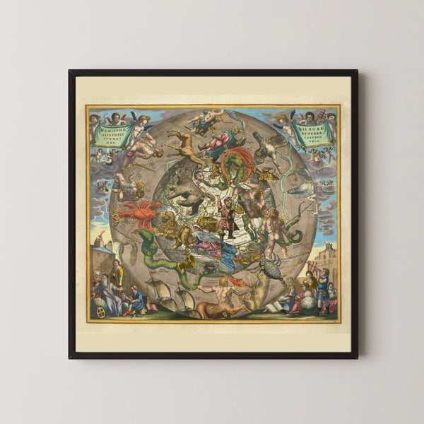 Andreas Cellarius — A Spherical View of the Northern Heaven and Earth (Plate 25) | Celestial Map Print