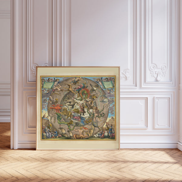 Andreas Cellarius — A Spherical View of the Northern Heaven and Earth (Plate 25) | Celestial Map Print