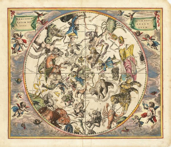 Andreas Cellarius — The Ancient Northern Starry Hemisphere (Plate 24, Green Colouring) | Celestial Map Print
