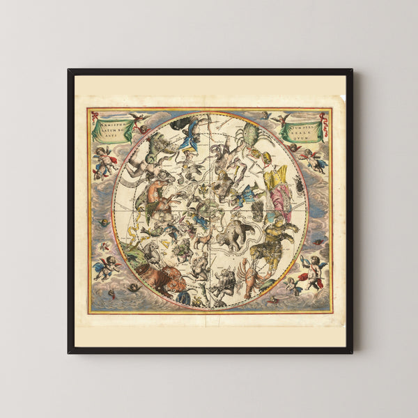 Andreas Cellarius — The Ancient Northern Starry Hemisphere (Plate 24, Green Colouring) | Celestial Map Print