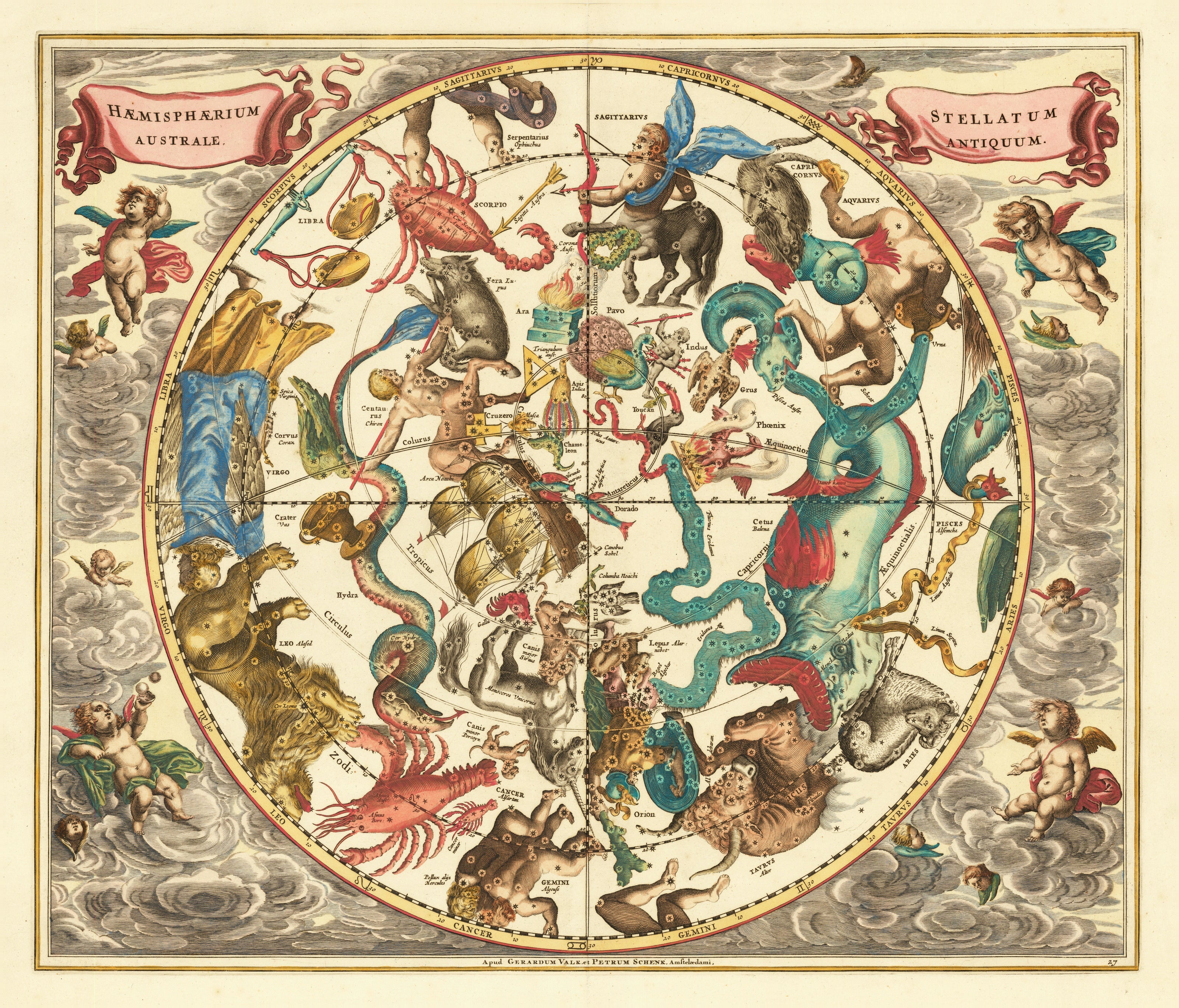 Andreas Cellarius — The Ancient Southern Starry Hemisphere (Plate 27) | Celestial Map Print - 9ArtPrints