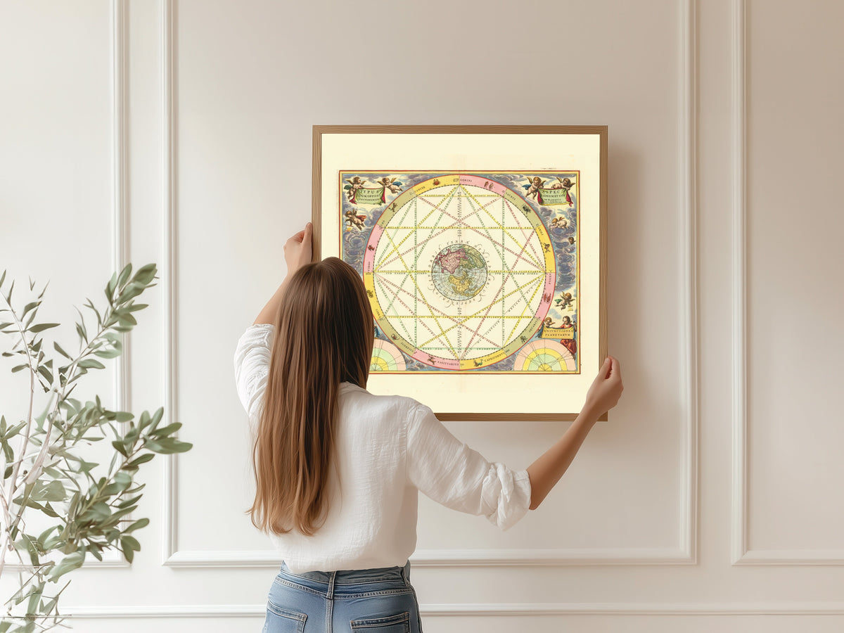 Andreas Cellarius — The Aspects, Oppositions and Conjunctions of the Planets (Plate 15) | Celestial Map Print - 9ArtPrints