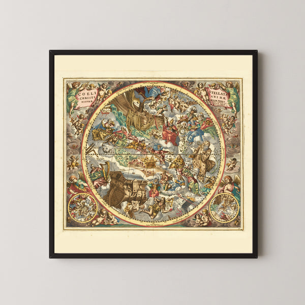 Andreas Cellarius — The Christian Starry Heaven, First Hemisphere (Plate 22) | Celestial Map Print