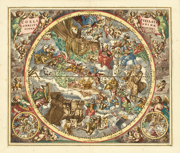 Andreas Cellarius — The Christian Starry Heaven, First Hemisphere (Plate 22) | Celestial Map Print