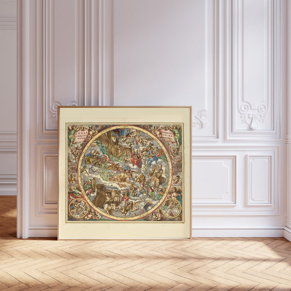 Andreas Cellarius — The Christian Starry Heaven, First Hemisphere (Plate 22) | Celestial Map Print