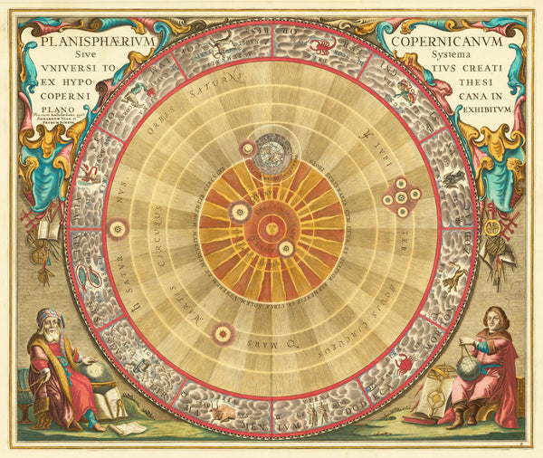 Andreas Cellarius — The Copernican Planisphere (Plate 4, Teal Colouring) | Celestial Map Print